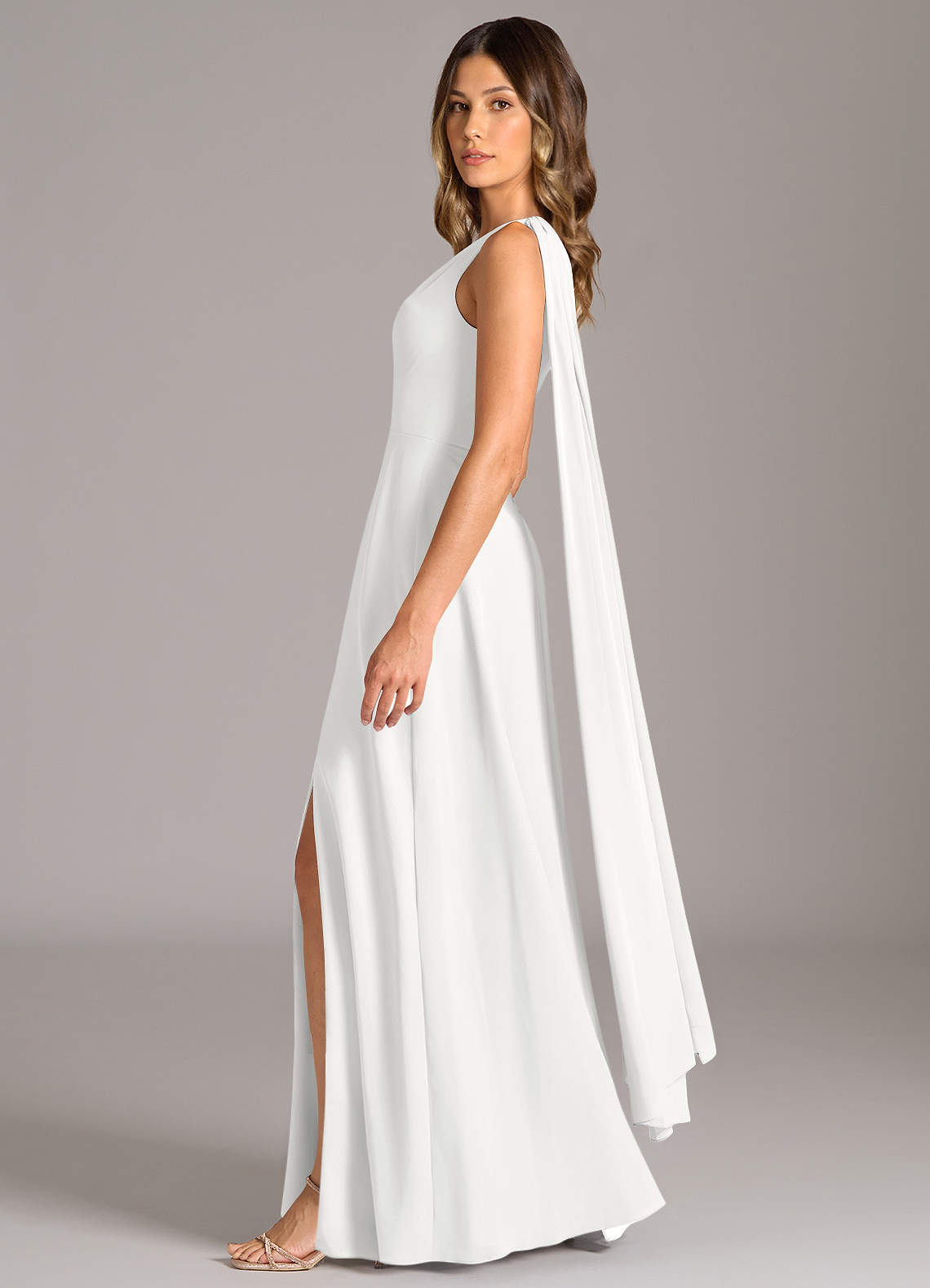 Azazie Tella White Chiffon Bridesmaid Dresses