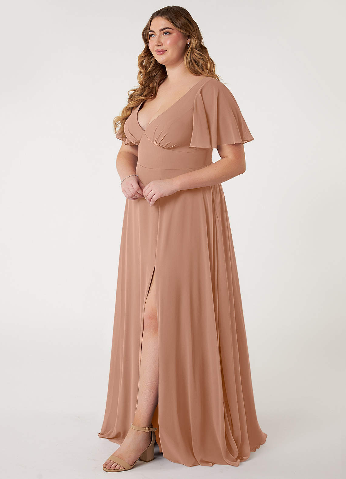 Azazie Kimber Champagne Rose Chiffon Bridesmaid Dresses | Azazie Azazie Kimber Champagne Rose Chiffon Bridesmaid Dresses | Azazie