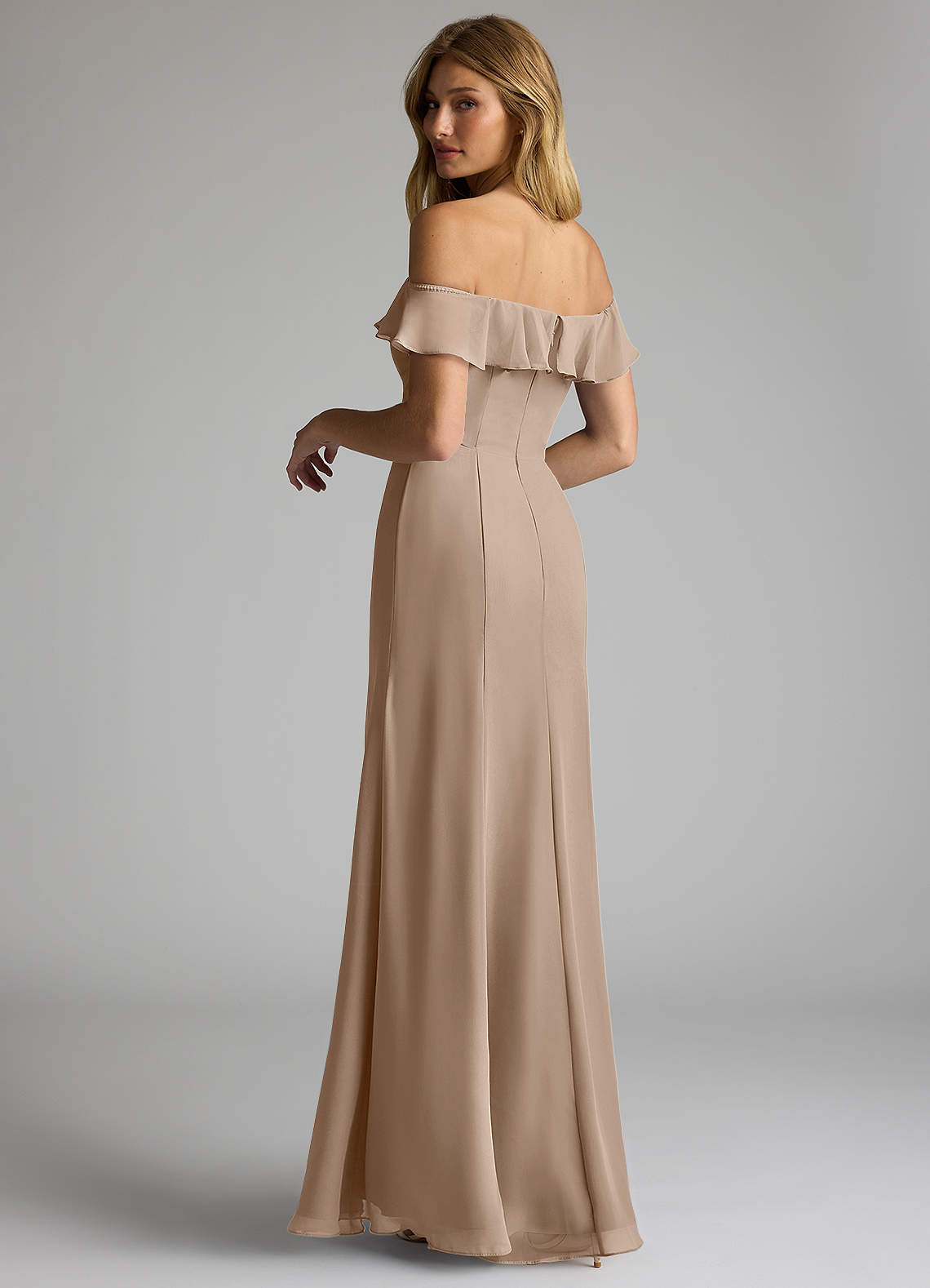 Azazie Sophie Ready to Ship Taupe Chiffon Bridesmaid Dresses | Azazie IE