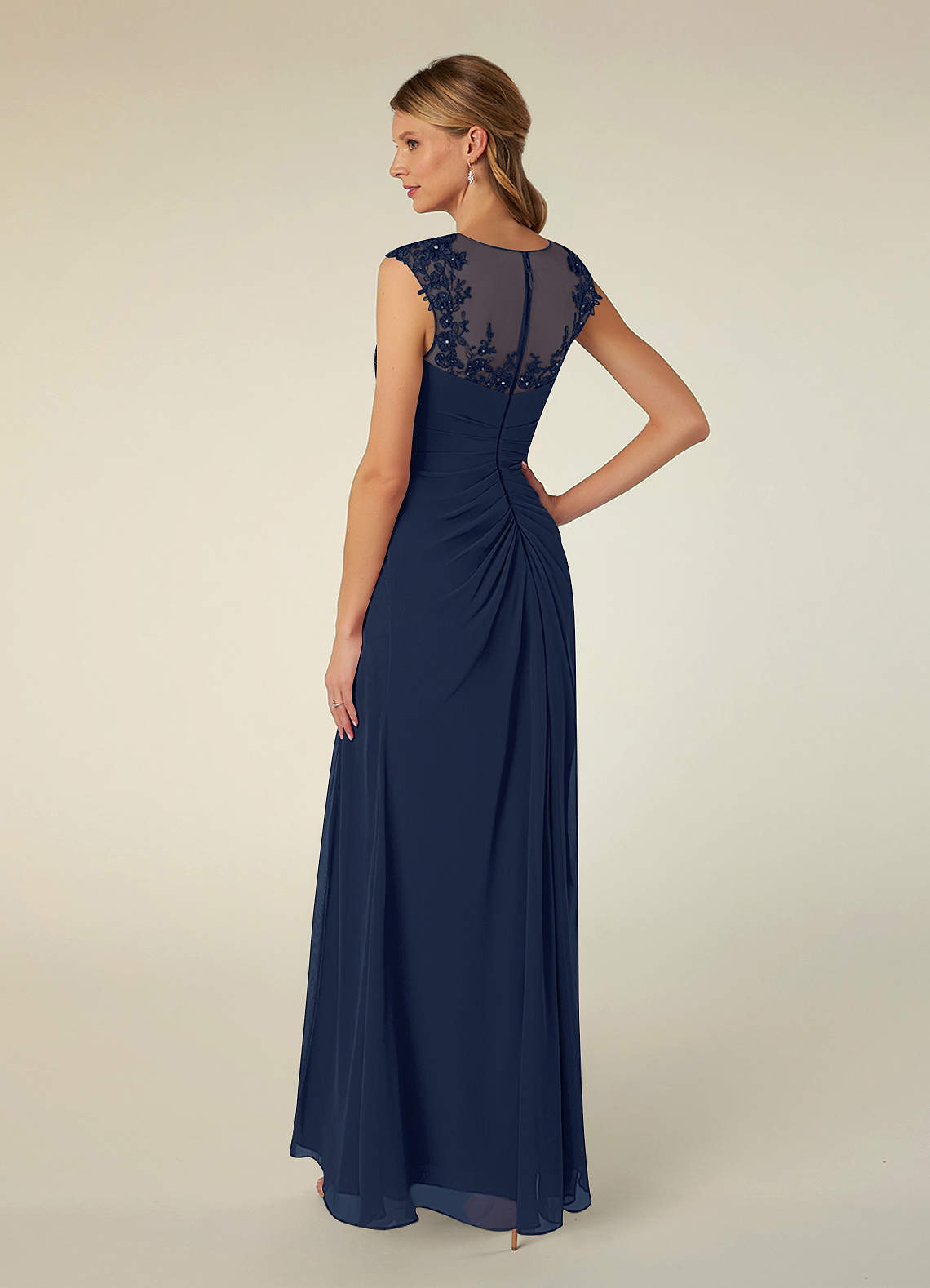 Azazie Libby Dark Navy A-Line Scoop Sequins Chiffon Dress | Azazie