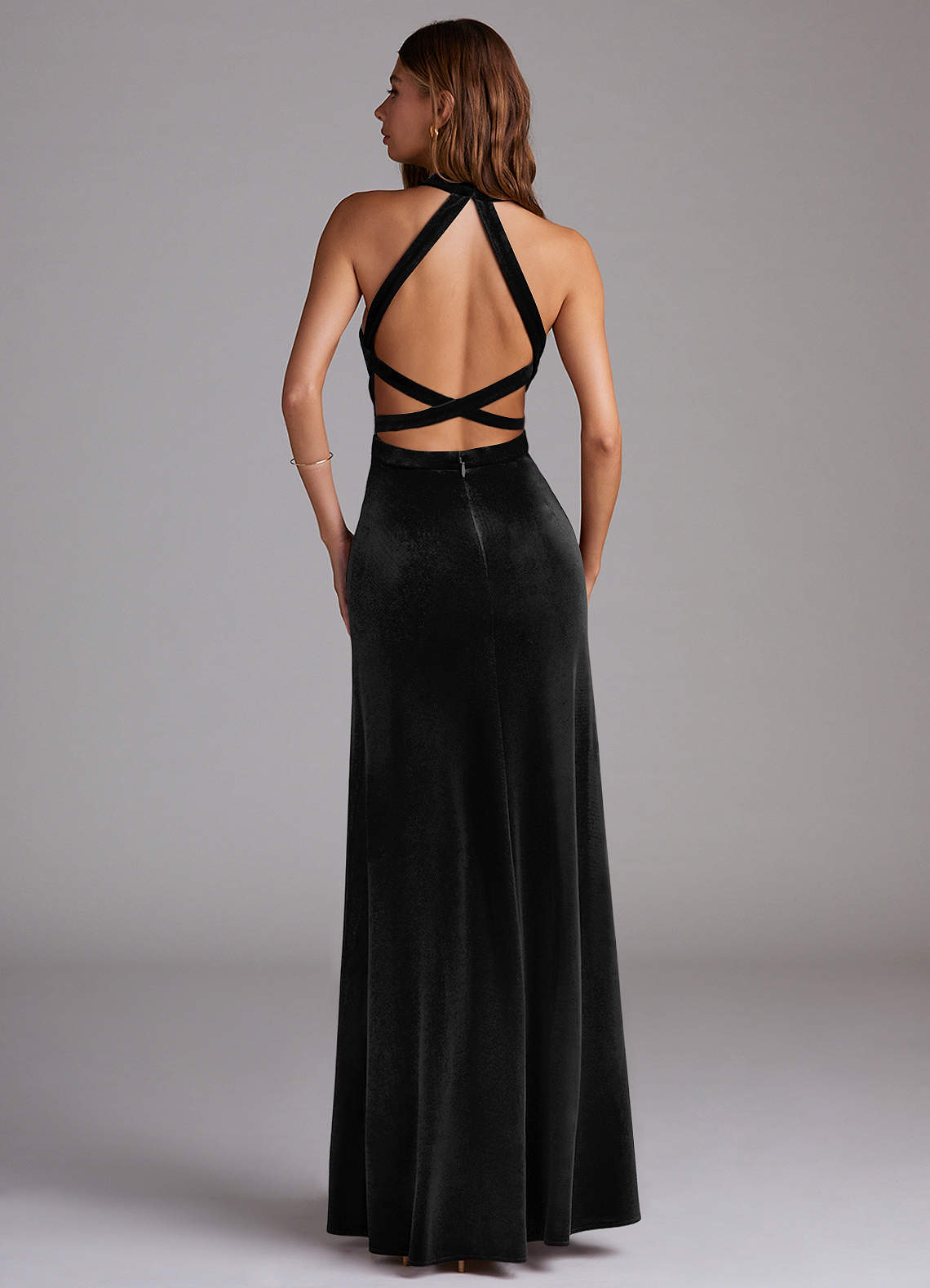 low cut black velvet dress Black Cut Out Velvet Gown 37160