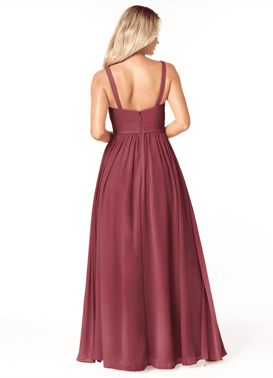 Azazie Chanel Kleider zum Anprobieren zu Hause A-Linie Plissee Chiffon Kleid Schwarz image1