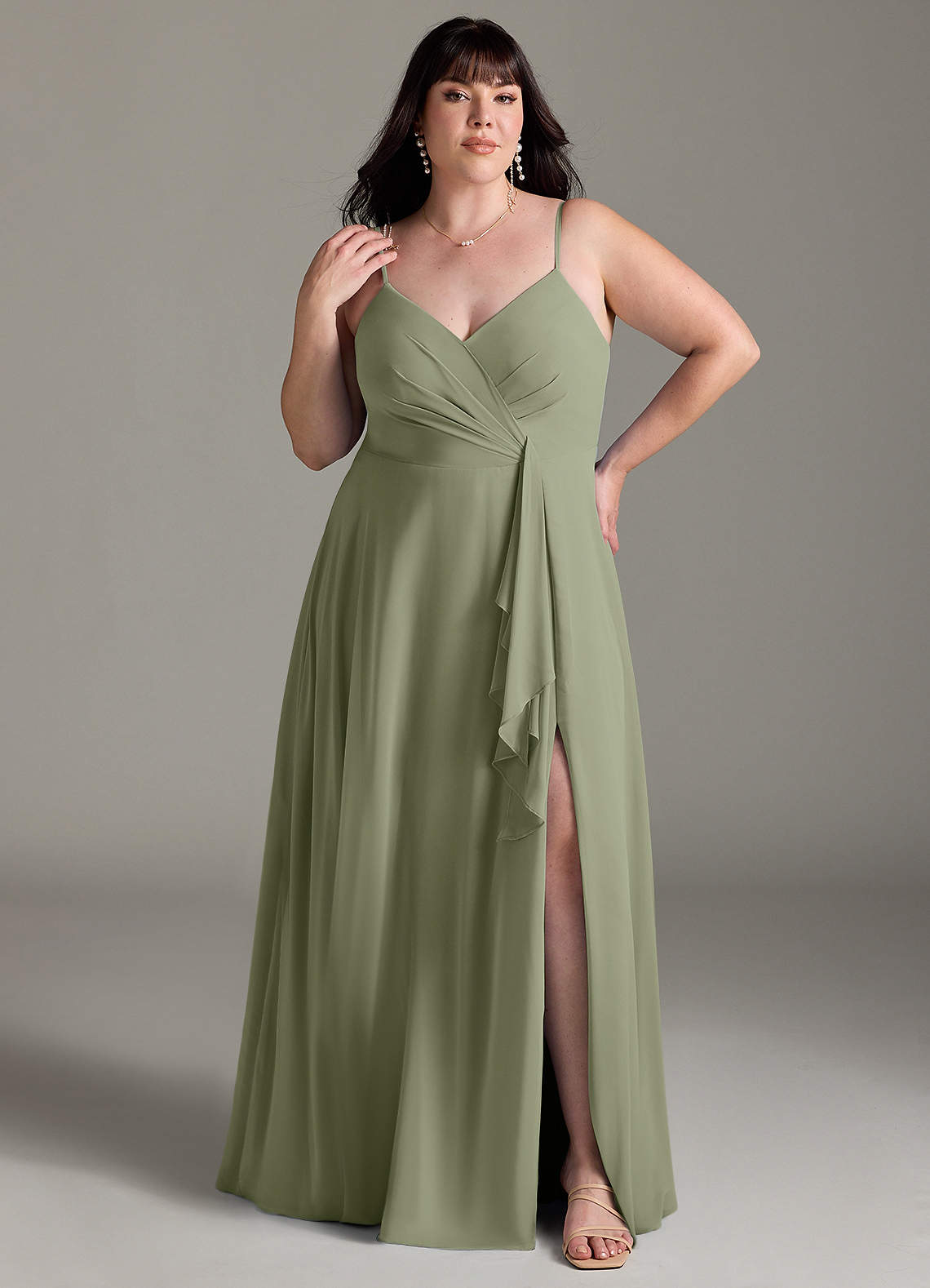 Azazie Akita Bridesmaid Dresses Pistachio A-Line Chiffon Dress image1
