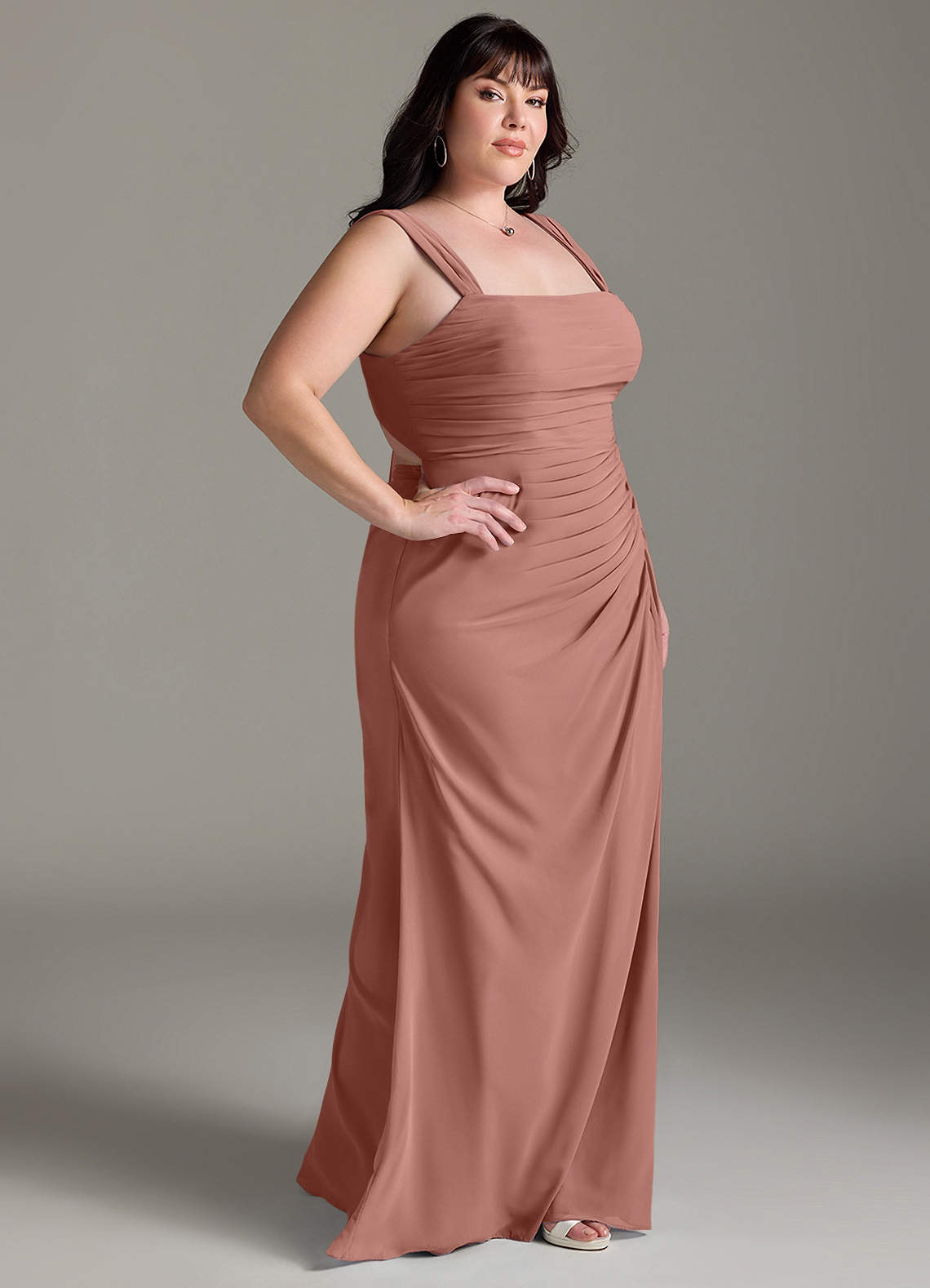 Azazie Jesaphine Bridesmaid Dresses Cedar Rose Sheath Bow Chiffon Dress image9