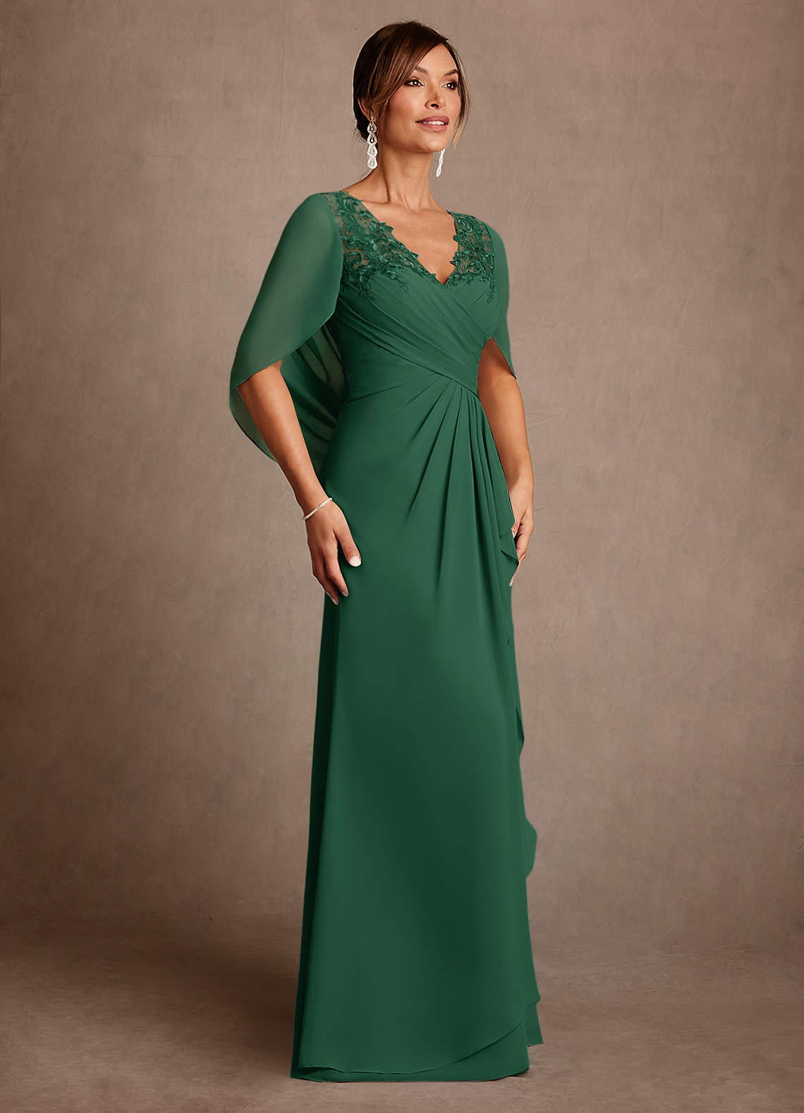 Azazie Santa Clara Mother of the Bride Dresses Dark Green A-Line Lace Dress image2