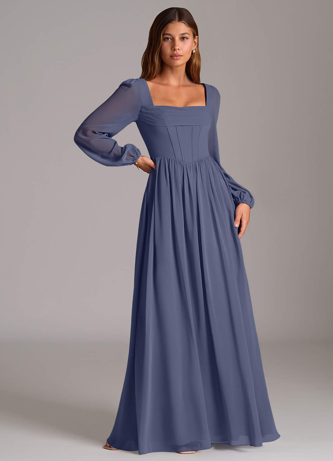 stormy grey bridesmaid dresses Azazie Maree