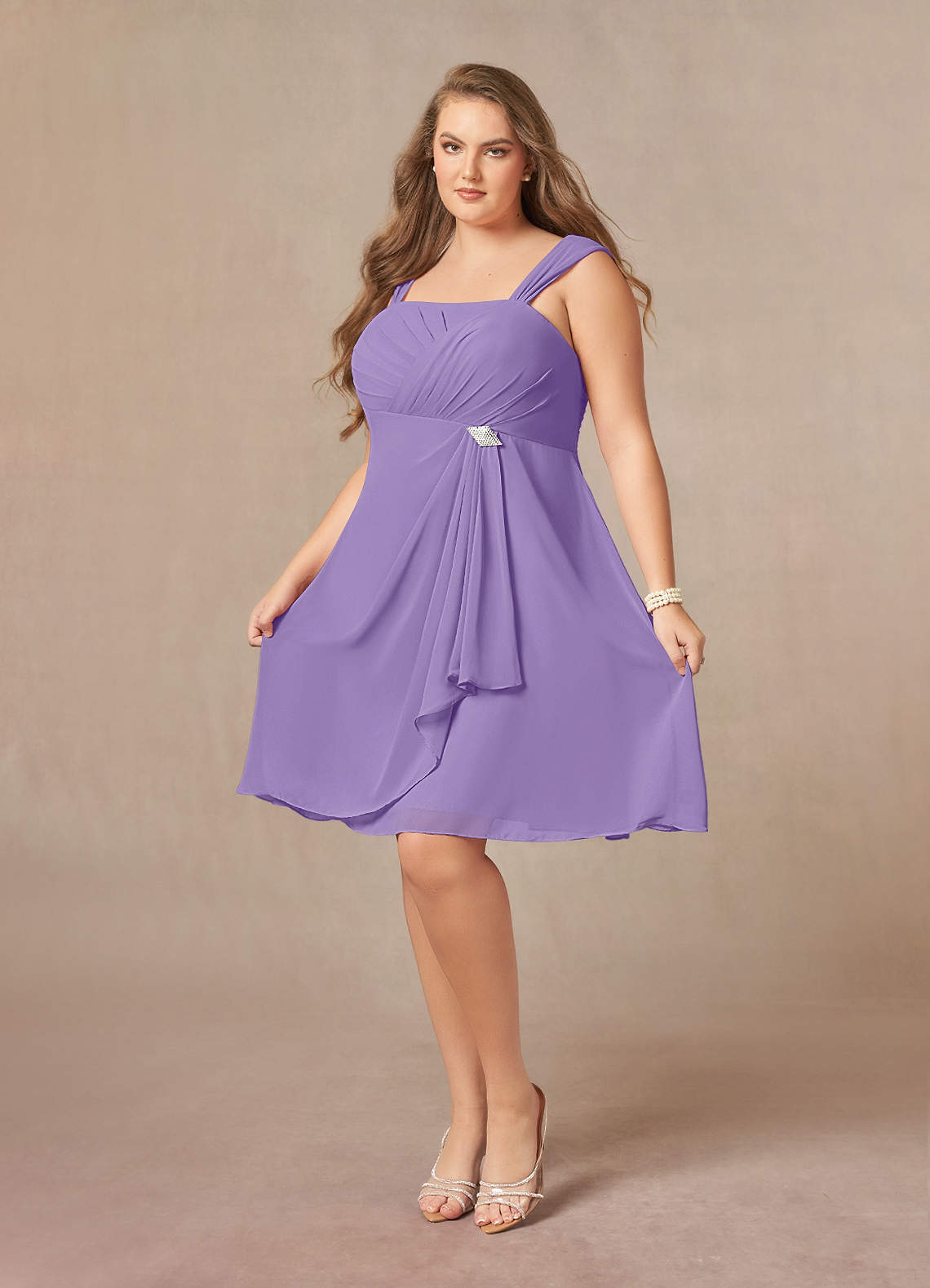 Pleated Bodice One Shoulder Long Chiffon Dresses Azalea Plus Size