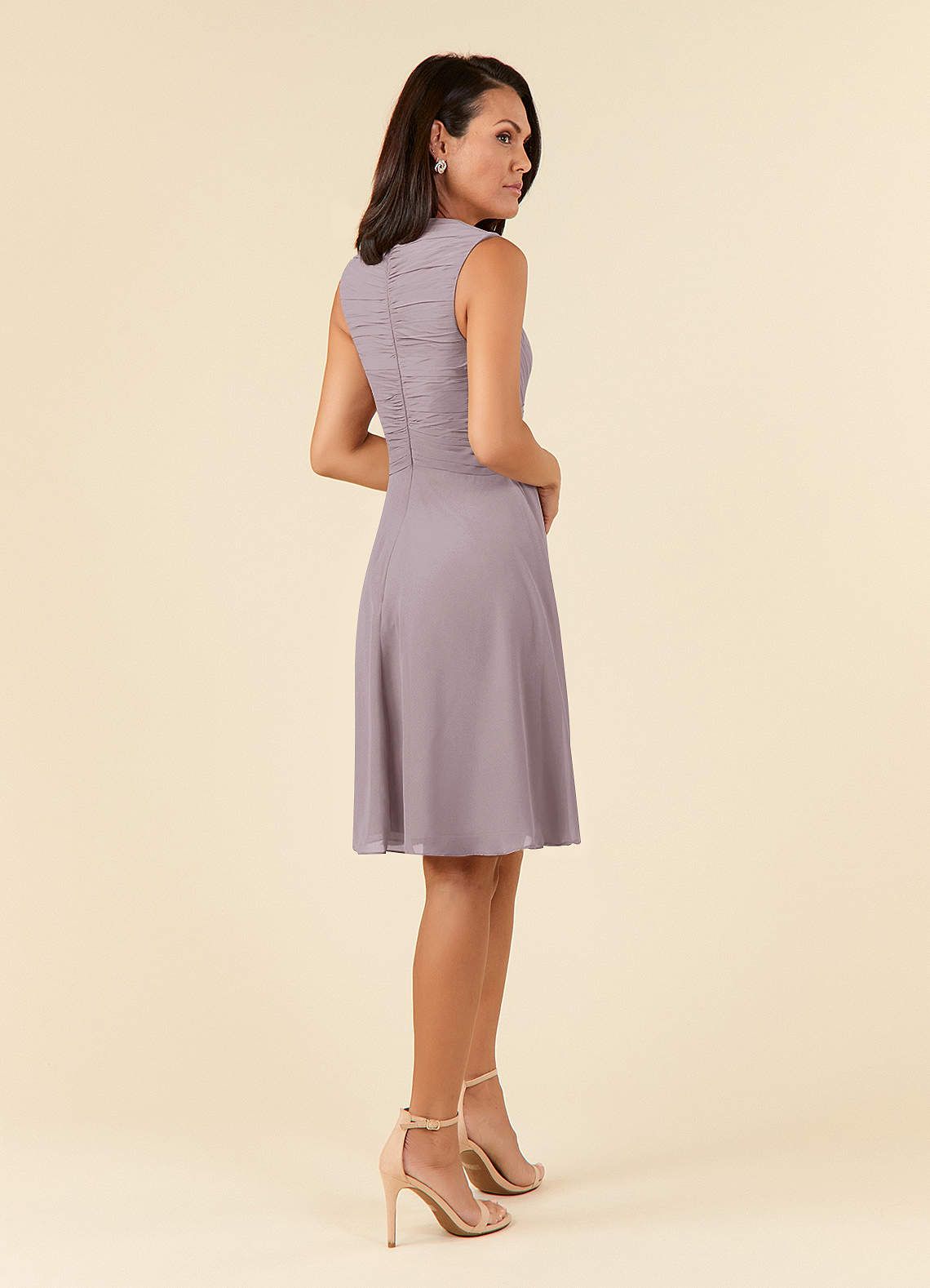 Azazie Theron Mother of the Bride Dresses A-Line V-Neck Pleated Chiffon Knee-Length Dress image1