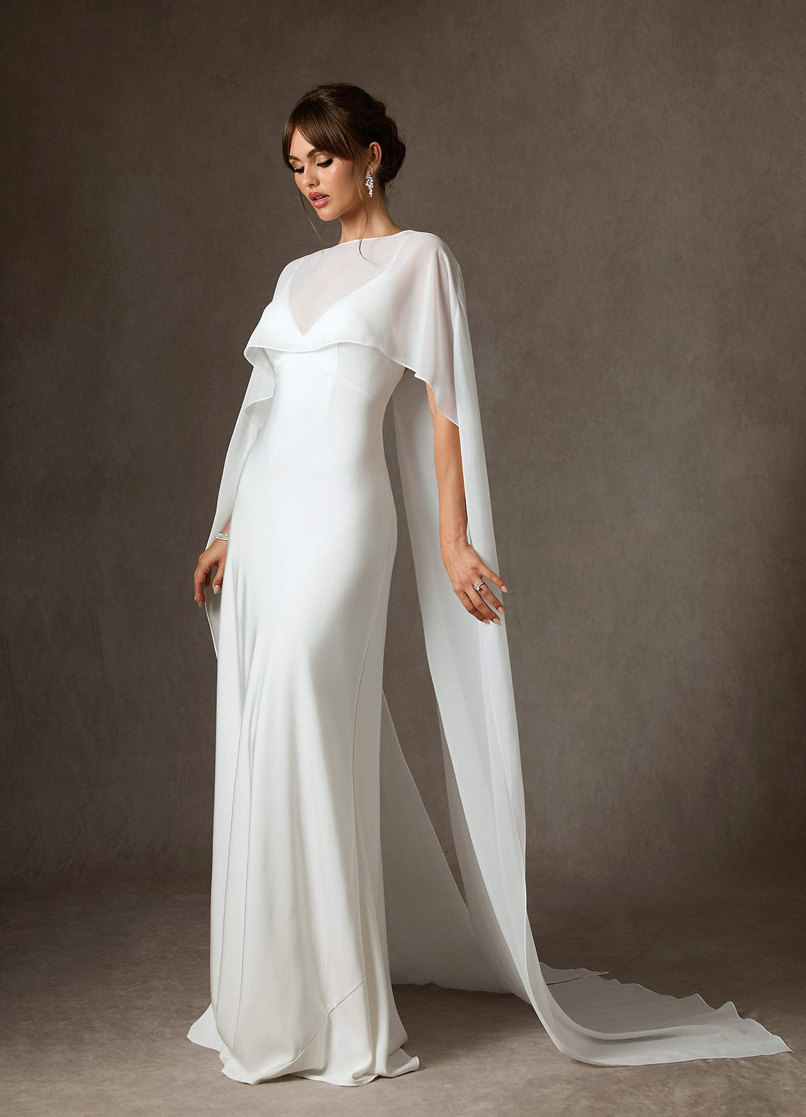 Azazie Caity At-home Try On Dresses Diamond White Fit and Flare Crepe Back Satin Dress image2