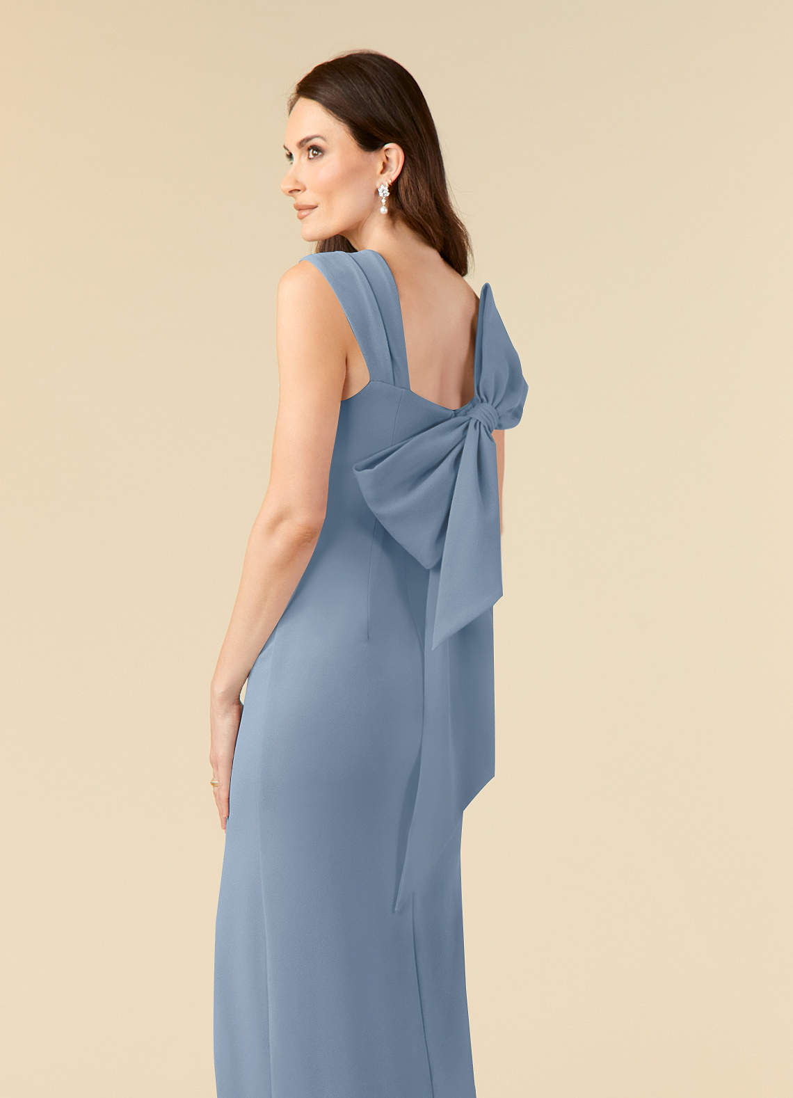 Azazie Ellen Dark Green Sheath Side Slit Stretch Crepe Dress Ready to Ship  | Azazie