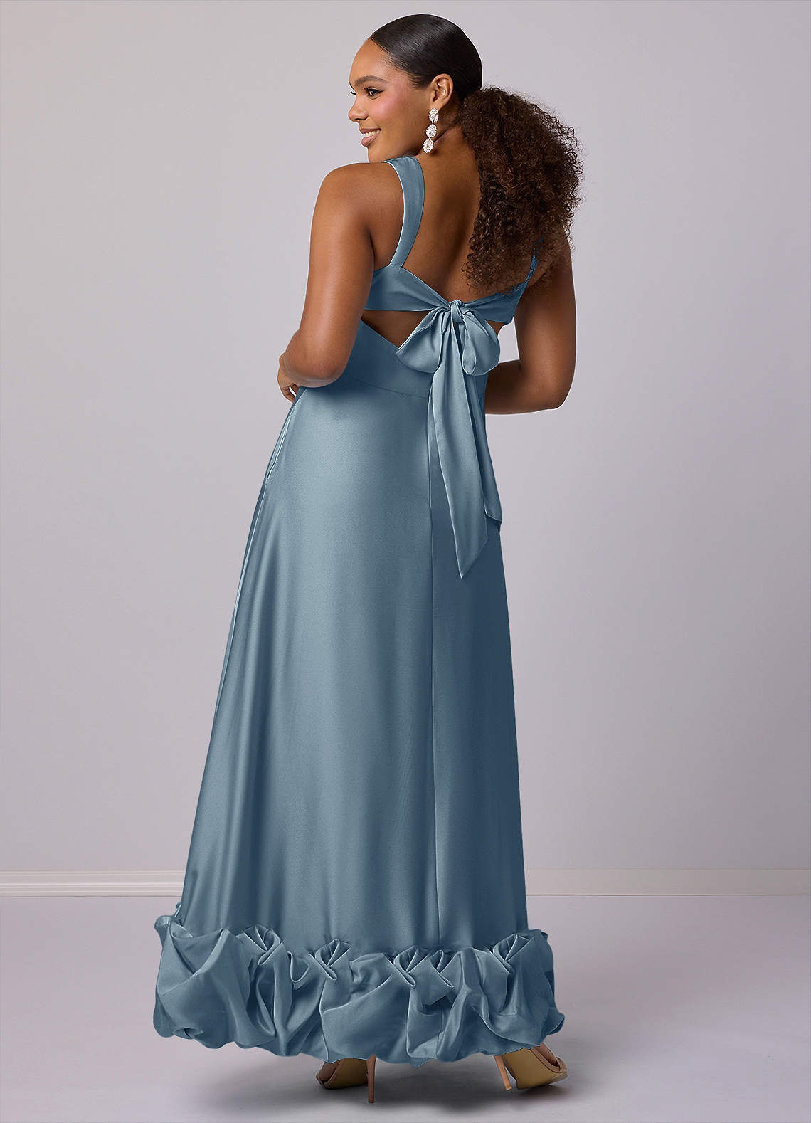 Barbie ♥ Azazie Bridesmaid Dresses A-Line Stretch Satin Ankle-Length Dress with Pockets image6