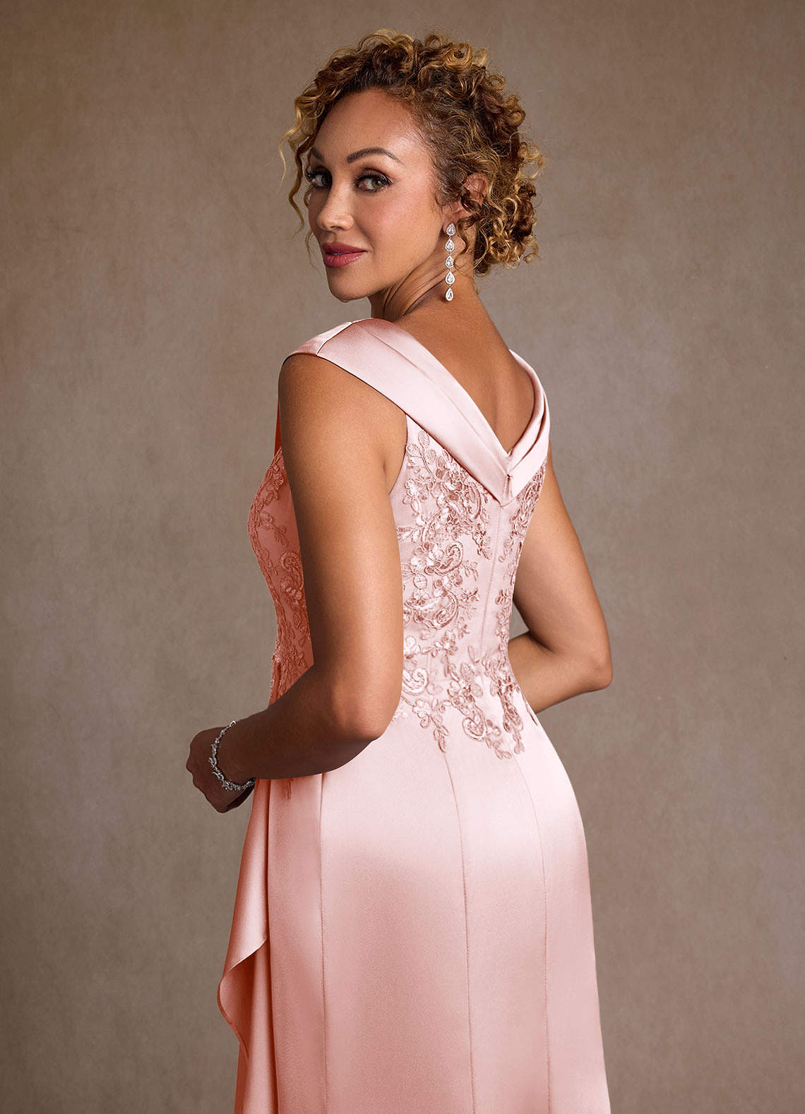 Azazie Santa Monica vestidos de madre de la novia Vestido de Rosa Rubor de Encaje de Corte en A image5