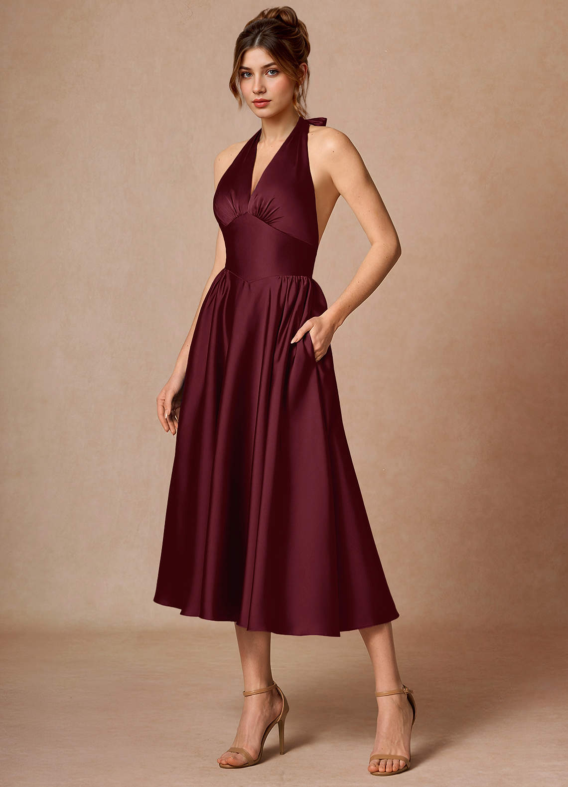 Dominique Wine Midi Dress image3
