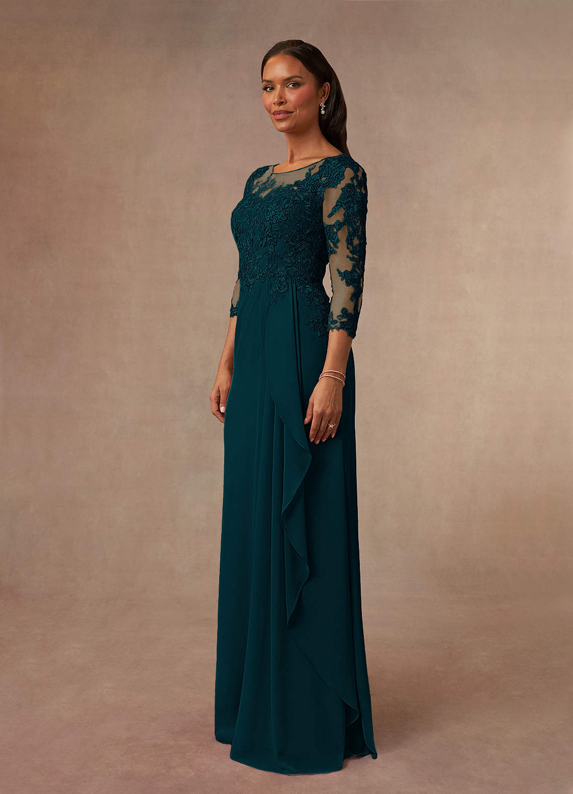 Azazie Calanthe Mother of the Bride Dresses Pine A-Line Scoop Chiffon Dress image1