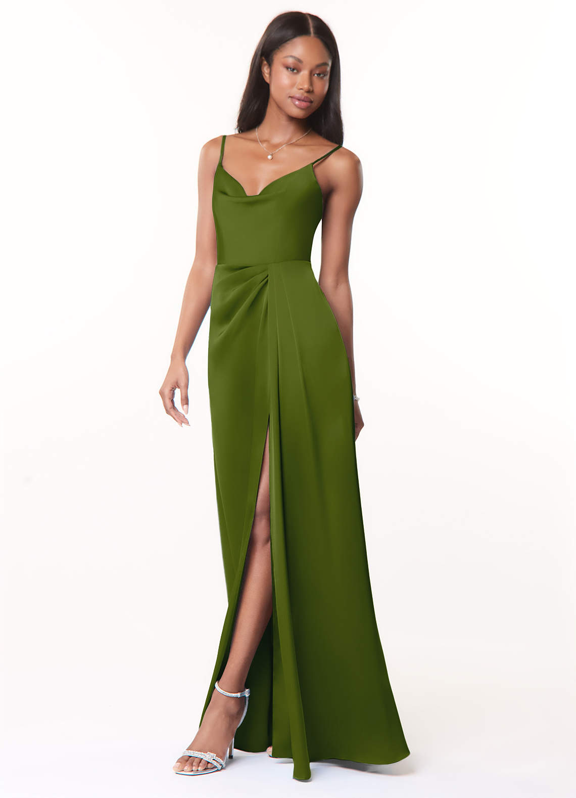 Black Stretch Bridesmaid Dresses Chic Spaghetti Straps Stretch Satin Floor Length Bridesmaid Dress With Split