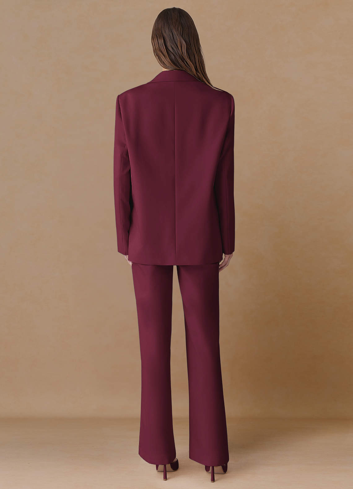 front Marina Borgoña Pantalones rectos de tejido refinado