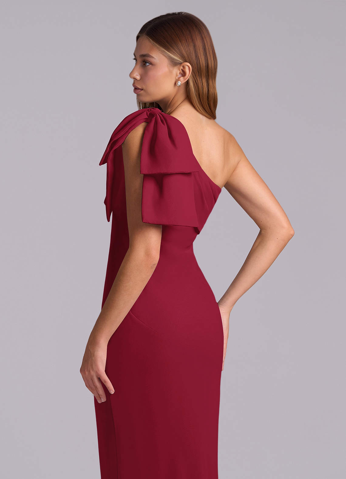 burgundy one shoulder bridesmaid dress Azazie Mermaid One-Shoulder Floor-Length Chiffon Bridesmaid Dresses