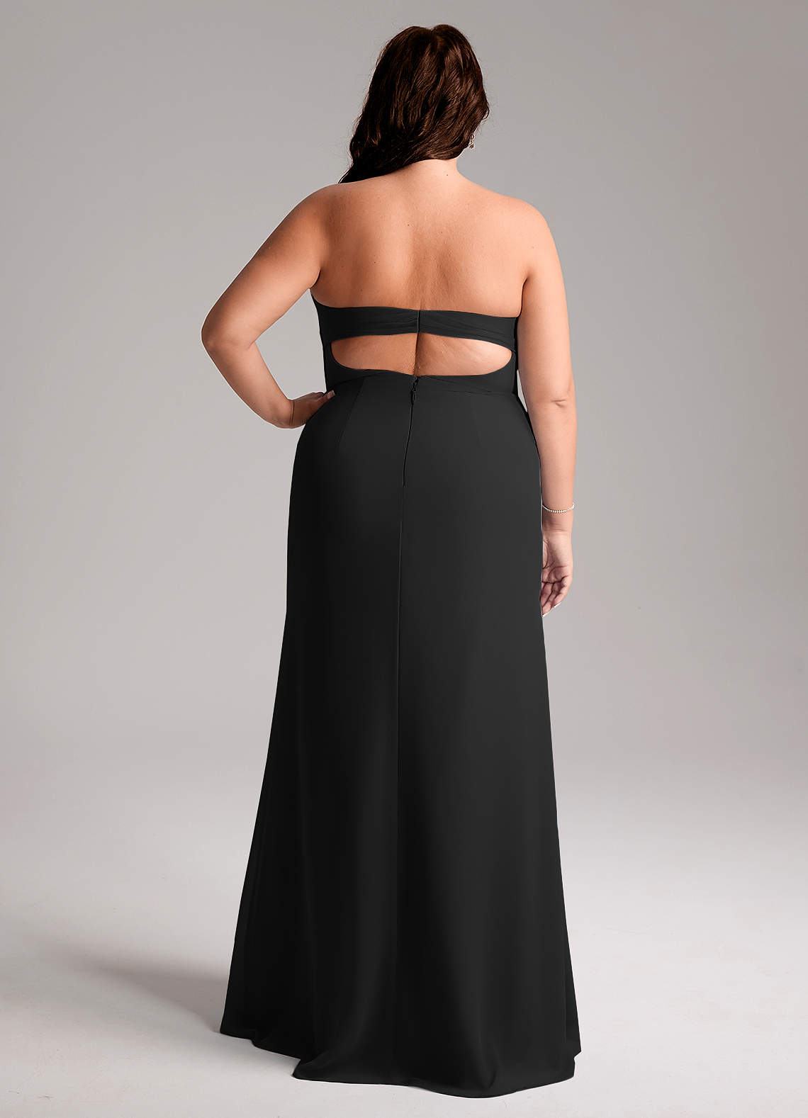 Azazie Leonis Bridesmaid Dresses Black Sheath Strapless Chiffon Convertible Dress image9