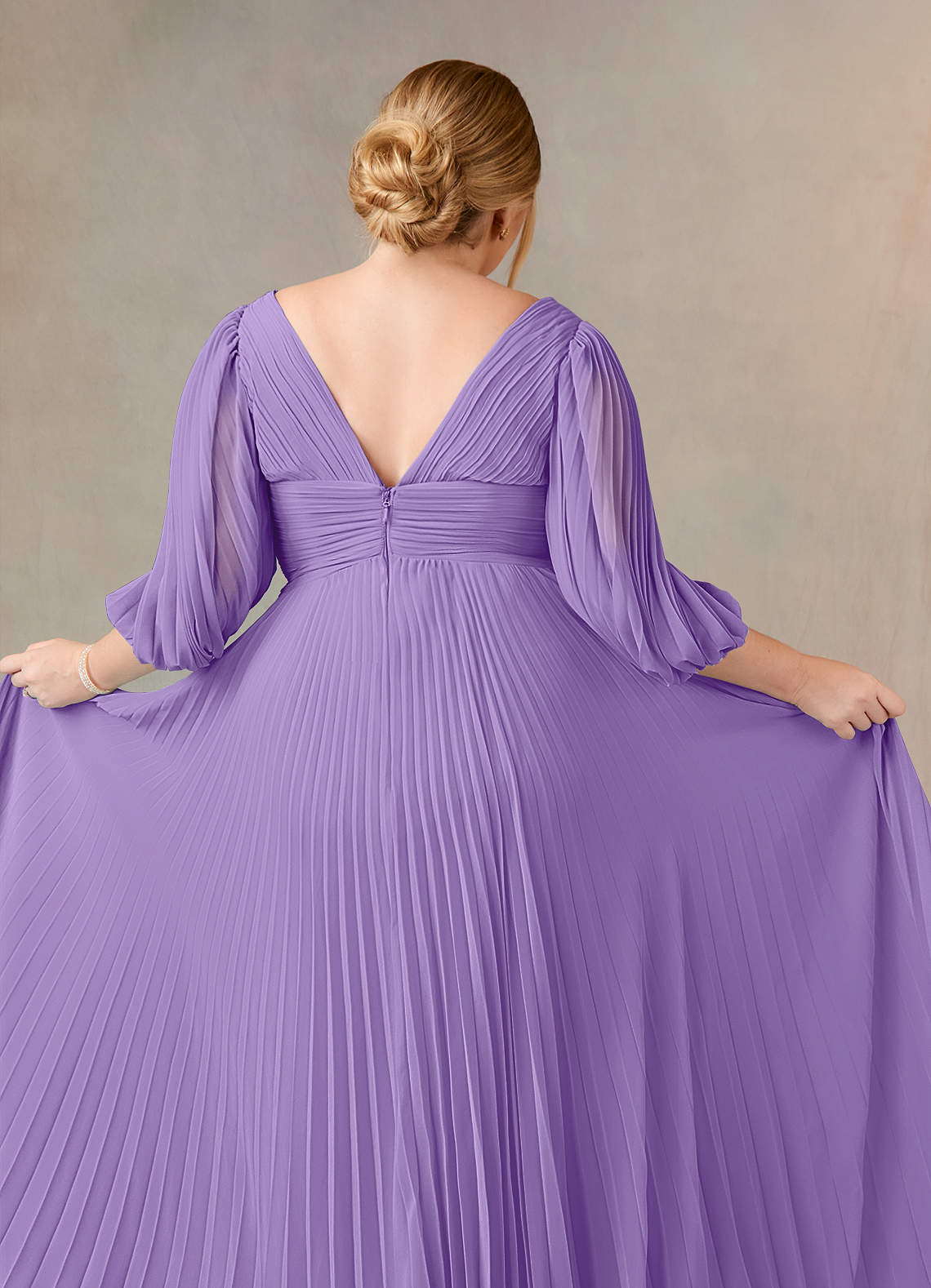 Pleated Bodice Chiffon Full Length Gowns Tahiti