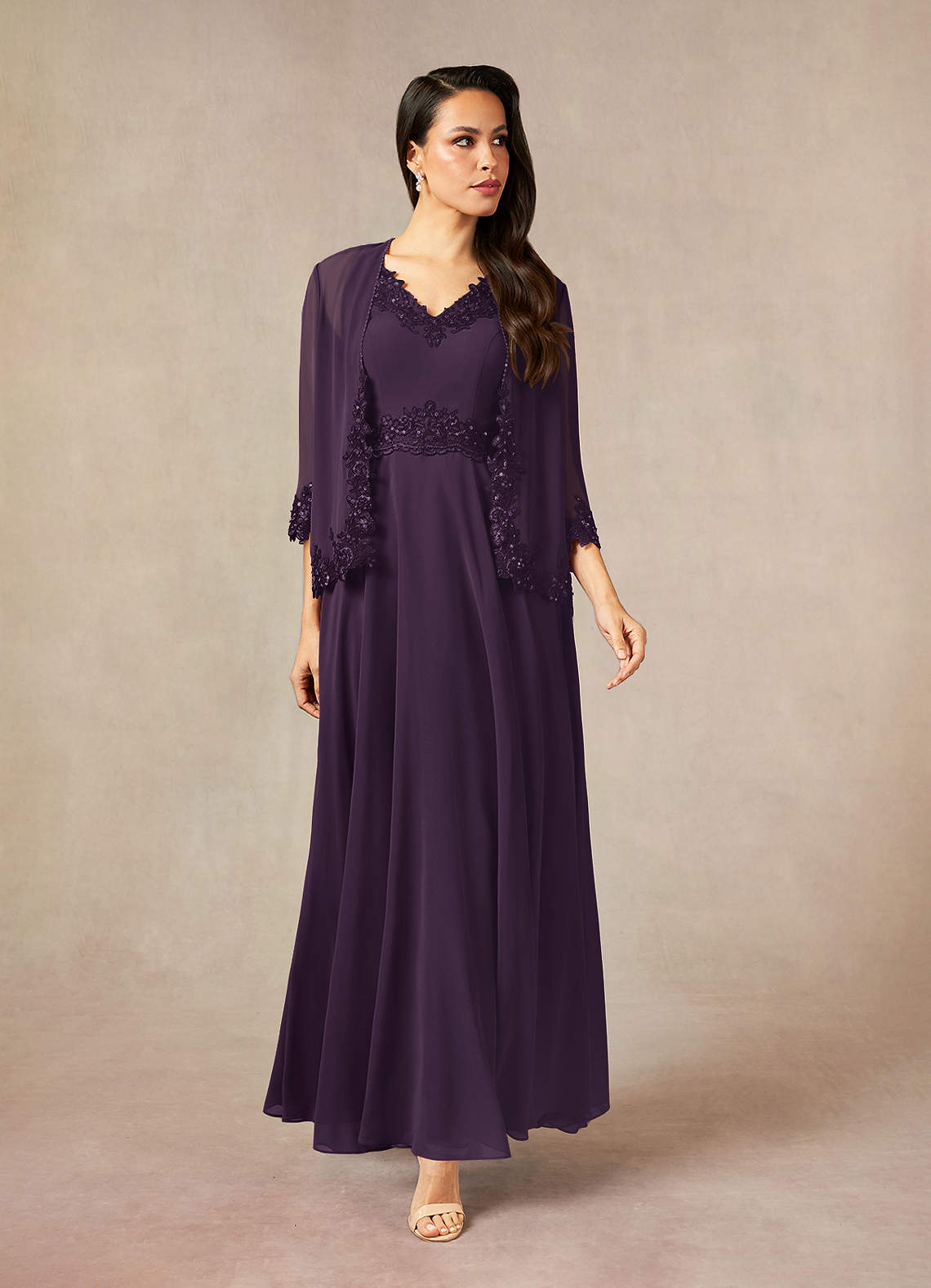 Azazie Devana Mother of the Bride Dresses Plum A-Line Sequins Chiffon Dress image1