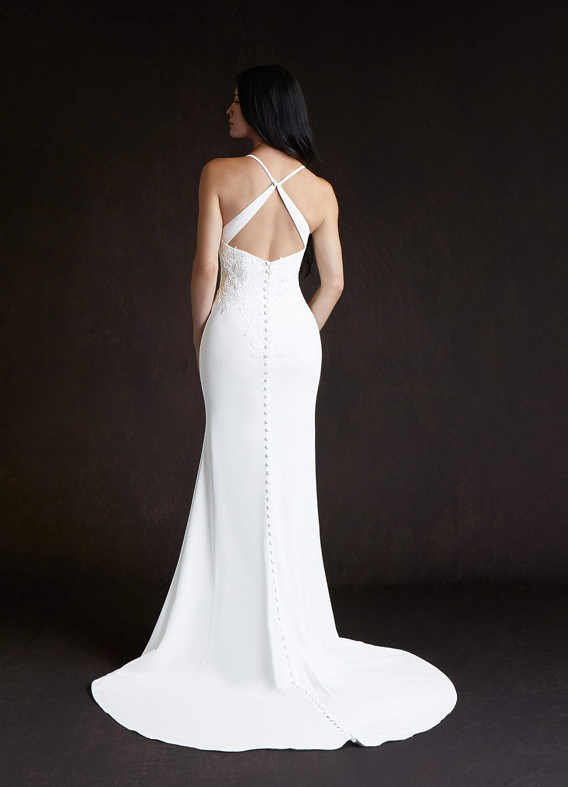 Azazie Kita Wedding Dresses Diamond White Mermaid Lace Stretch Crepe Dress image3