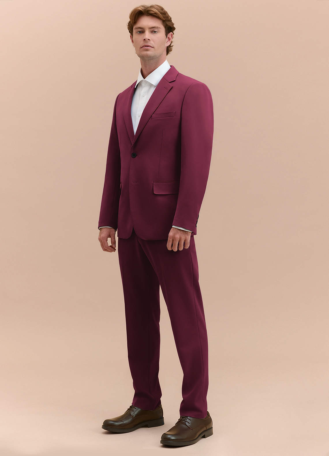 front James Burgundy Structured Stretch Suit