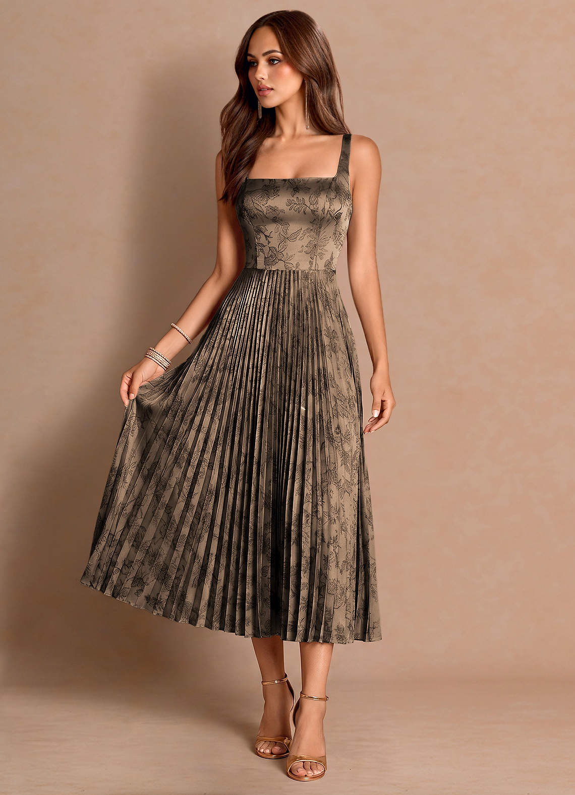 Tatiana Coffee Brown Midi Dress