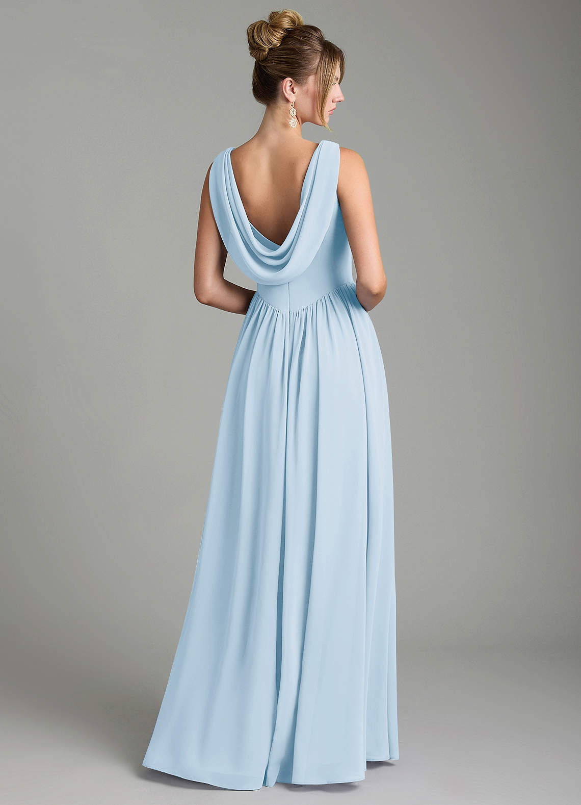 Azazie Novi Bridesmaid Dresses Sky Blue A-Line Pleated Chiffon Dress image4