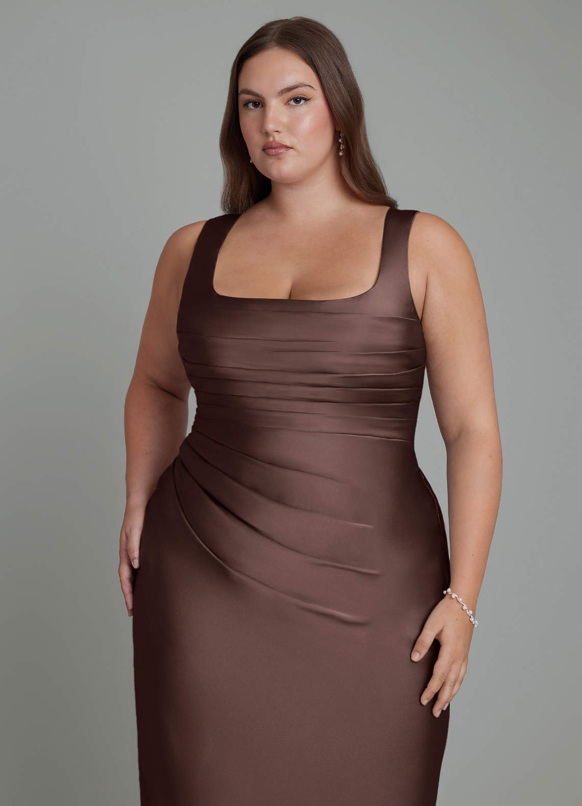 Azazie Agustina Bridesmaid Dresses Ganache Mermaid Corset Stretch Satin Dress image11