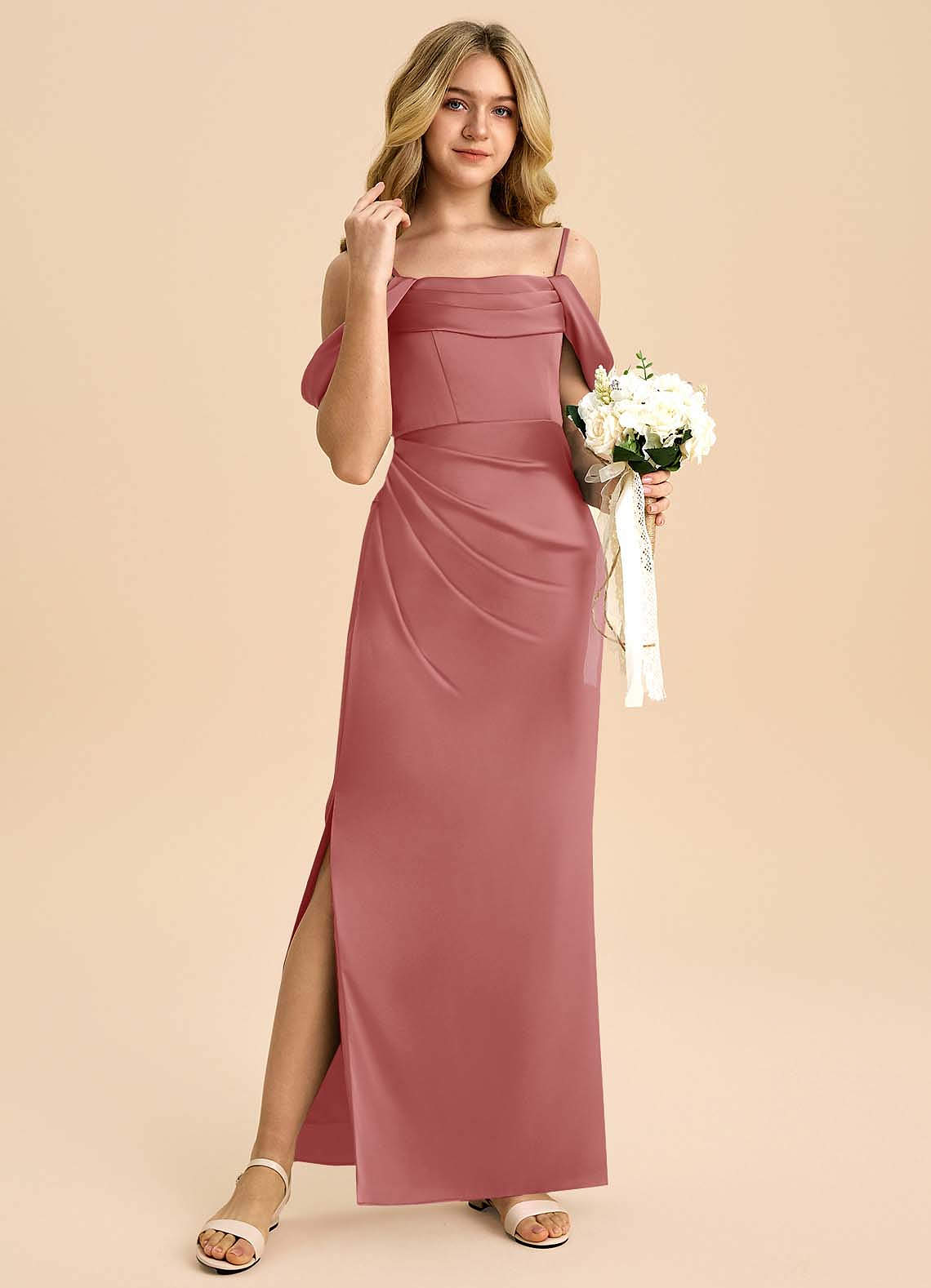 satin junior bridesmaid dresses Azazie Arianthe Satin Flower Girl Dress 