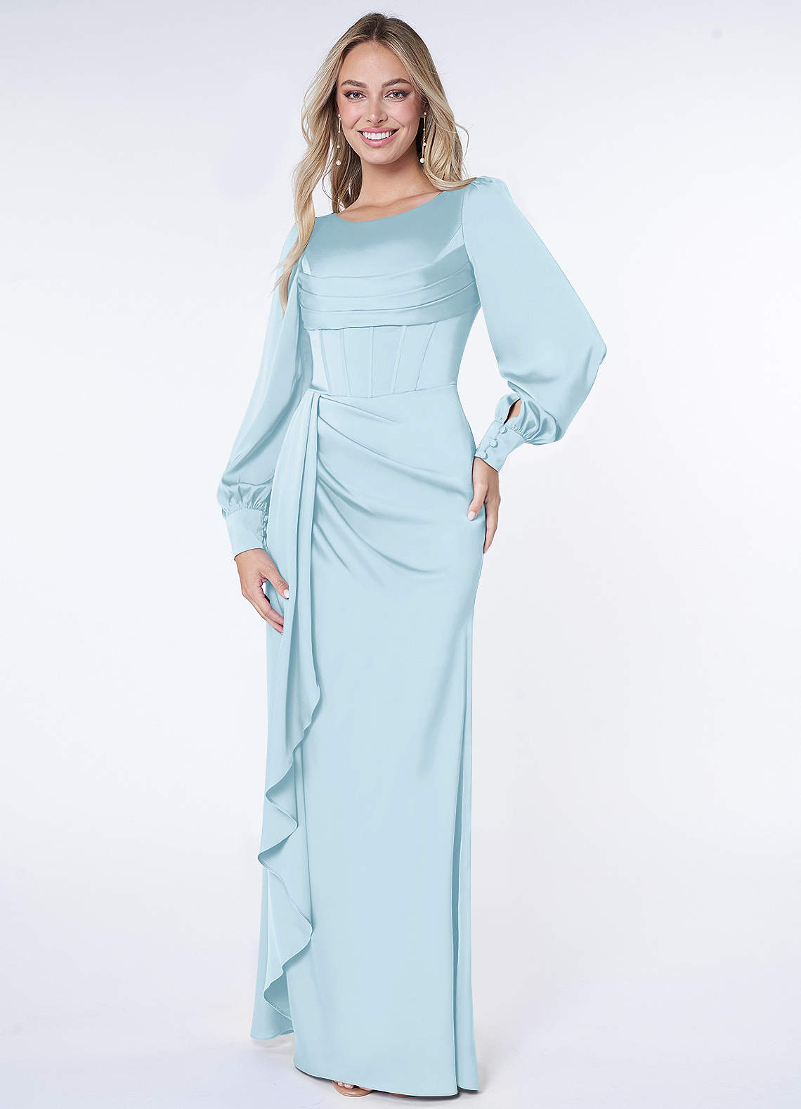 royal blue satin dress long sleeve Design Plus Size Royal Blue Formal Off Shoulder Long Sleeve Slit Satin Maxi Dress