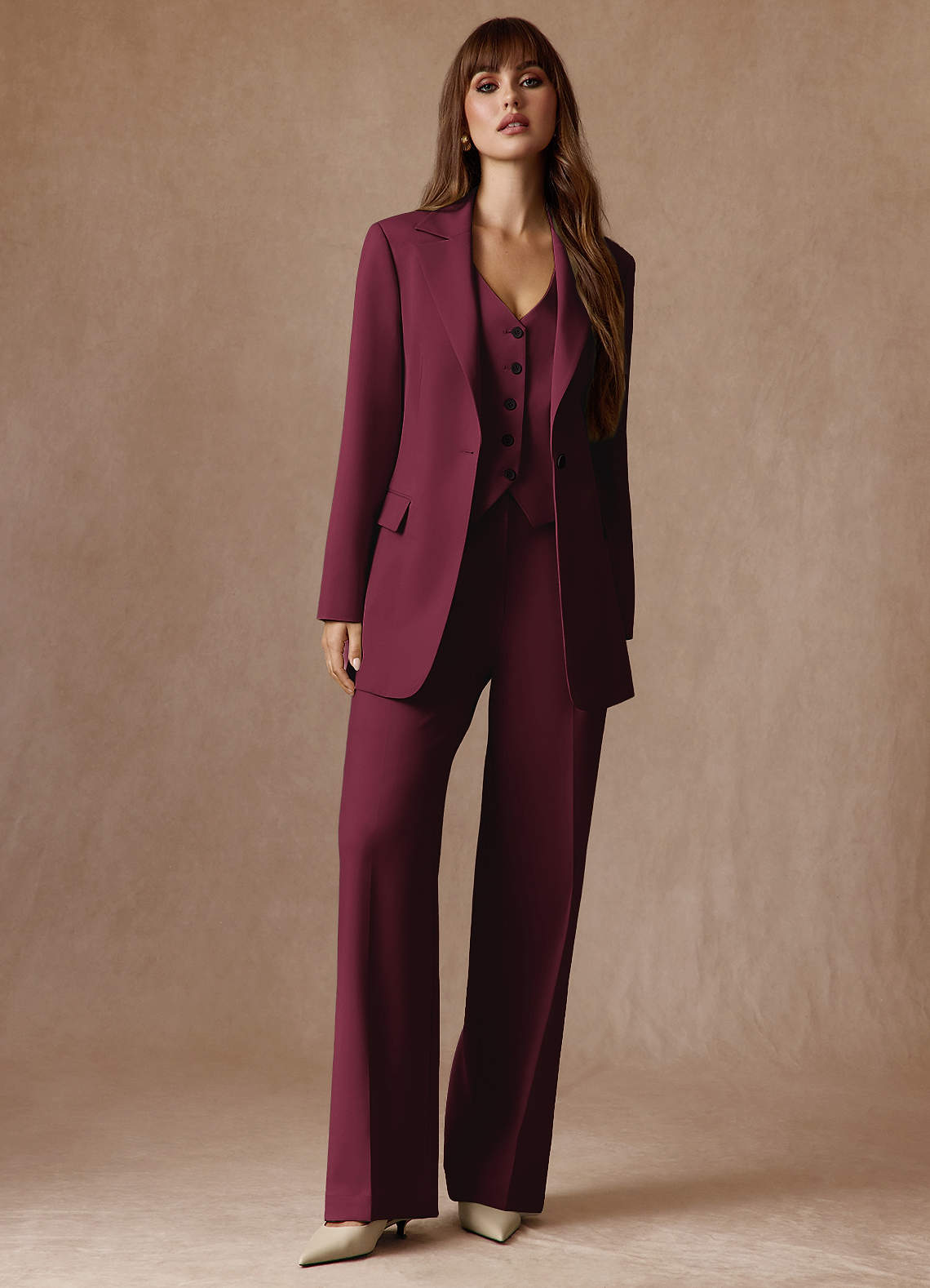 front Rowan Burgundy Refined Weave Performance blazer
