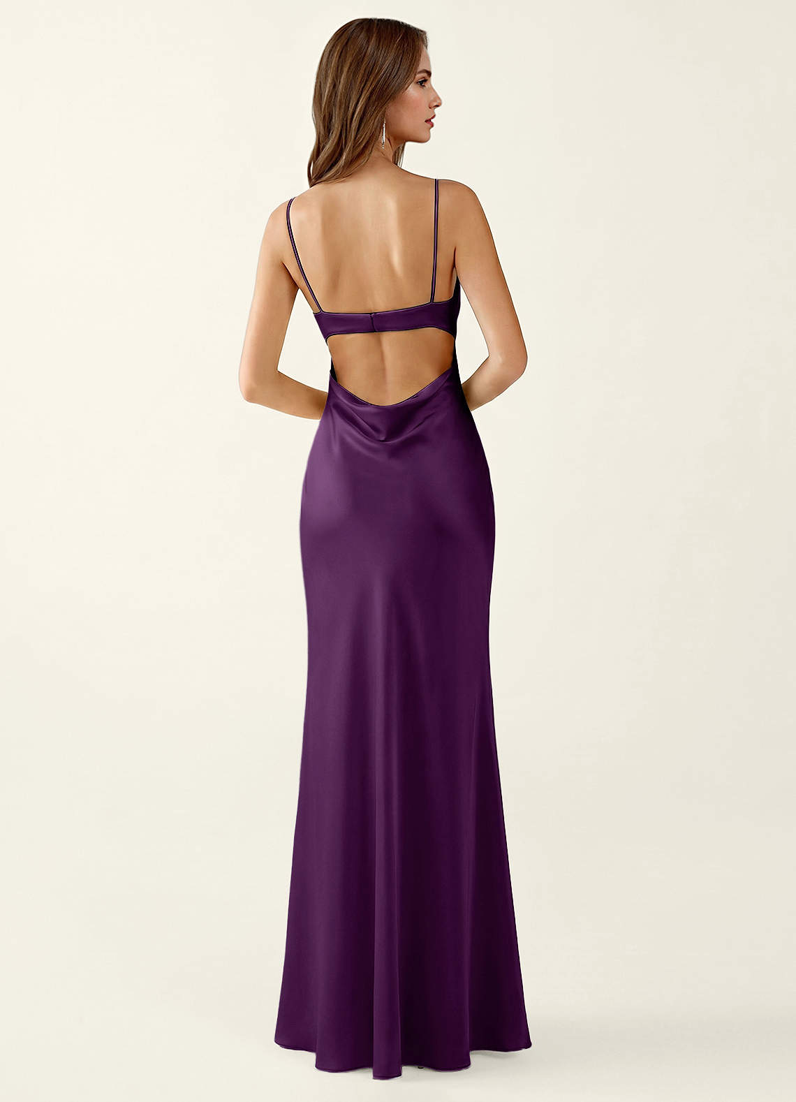grape satin dress Mariannella Grape Open Back Satin Party Dress
