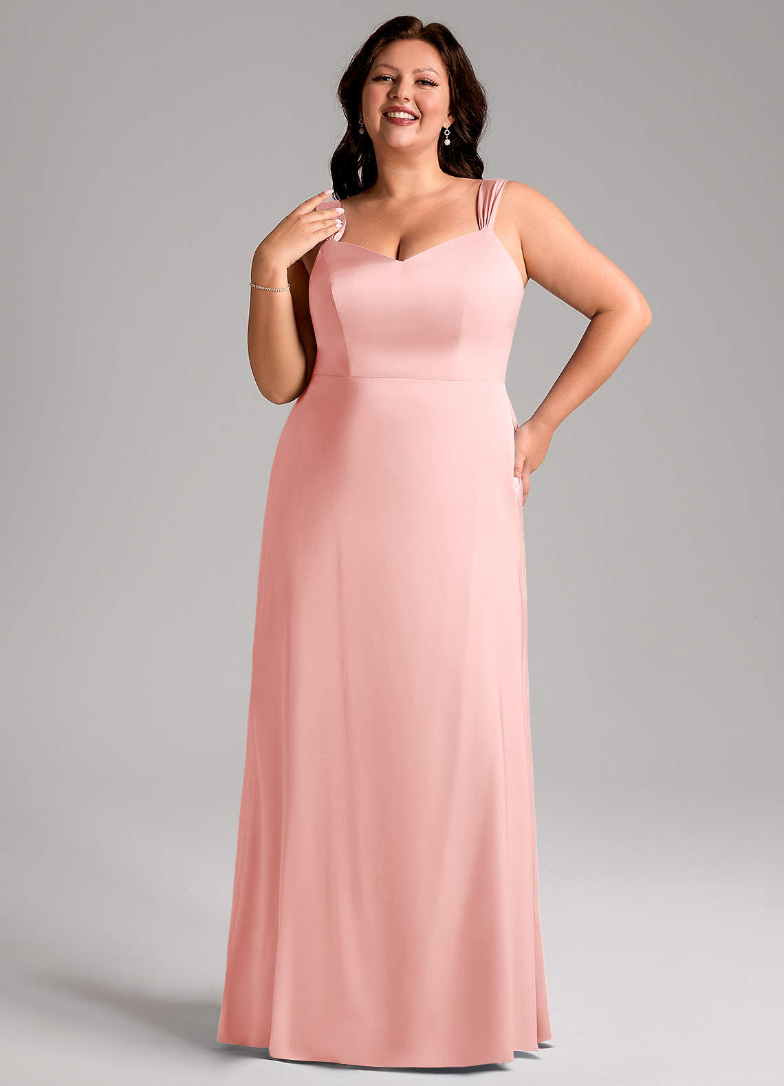 Azazie Denice Robes à essayer chez vous Robe Fourreau en Satin extensible Plissée Noir image9