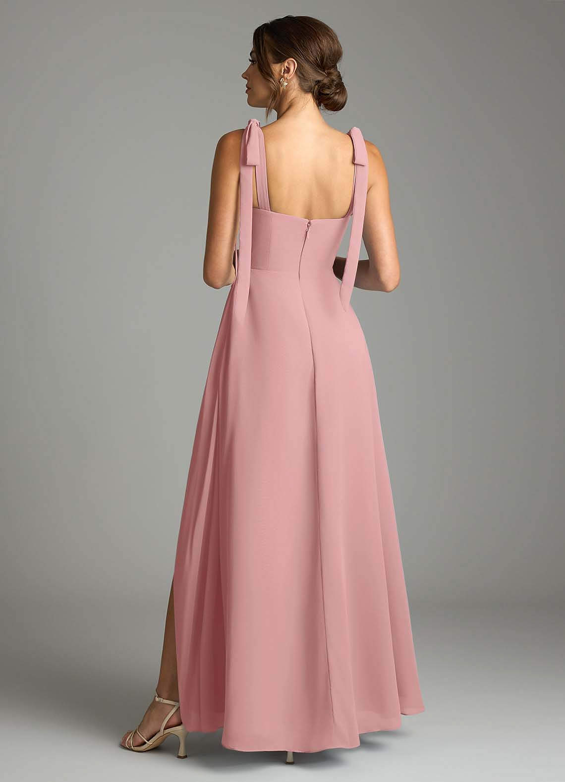 Azazie Debra Bridesmaid Dresses Dusty Rose A-Line with Pockets Chiffon Convertible Dress image9