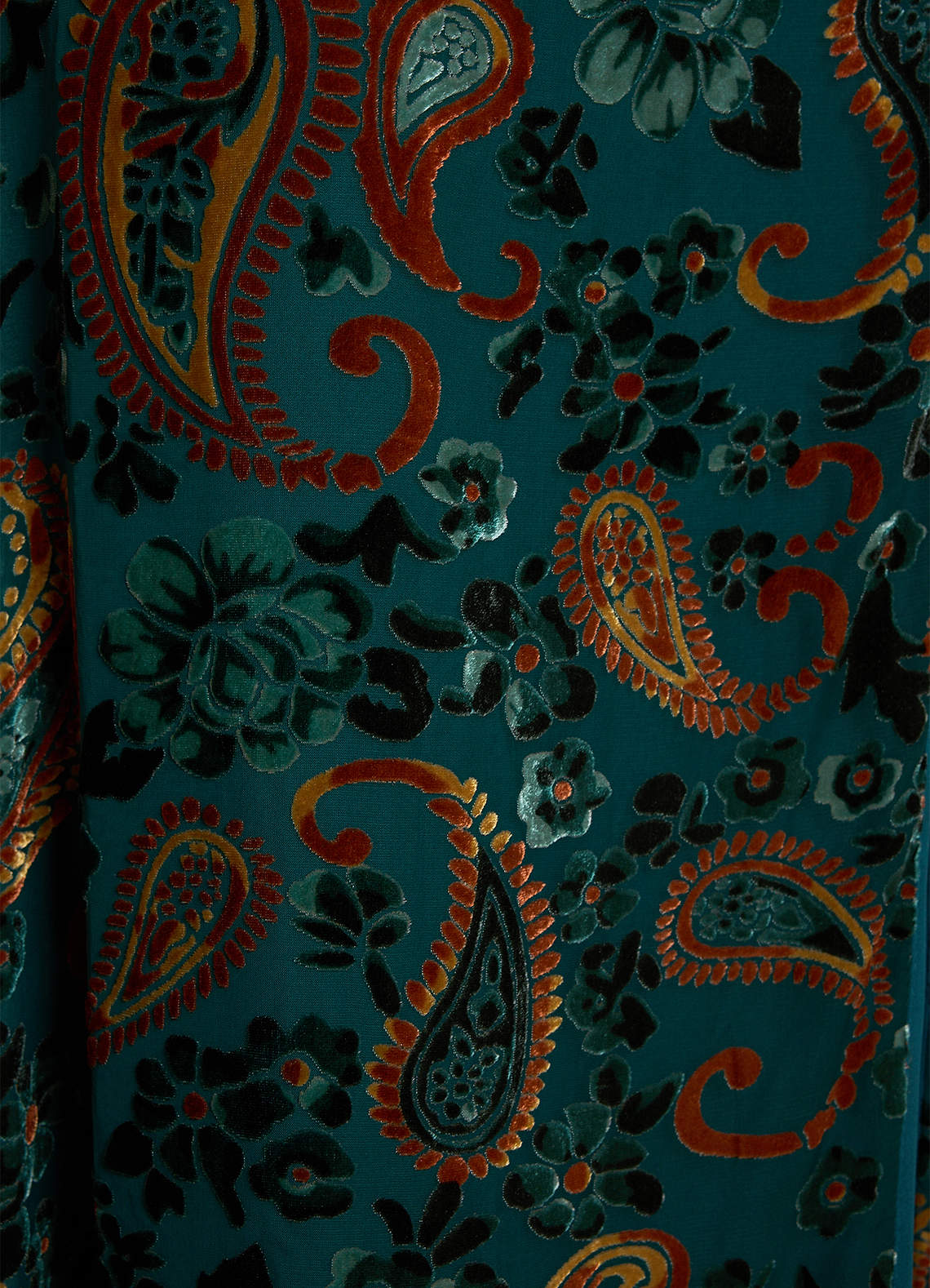 Azazie Cali Mother of the Bride Dresses Teal Multi Sheath Off the Shoulder Paisley Velvet Burnout Dress image6