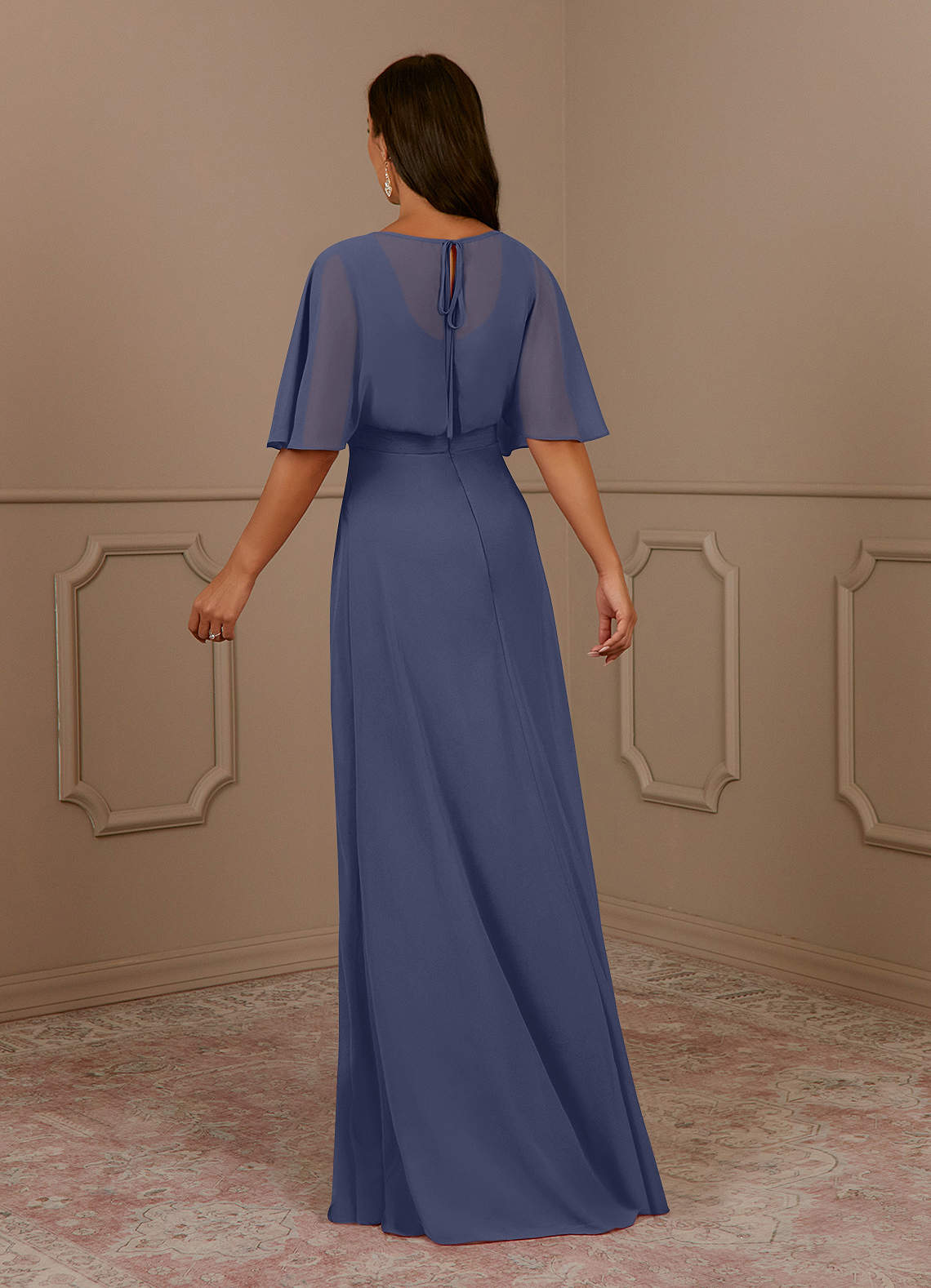 Azazie Oksana Stormy A-Line V-Neck Pleated Chiffon Dress | Azazie