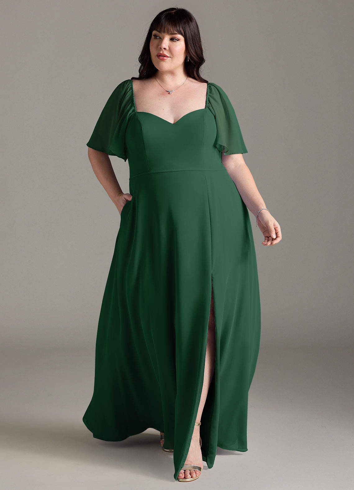 slim fit dress slacks Chloe Dress Khaki — Maxi Dresses main image 0