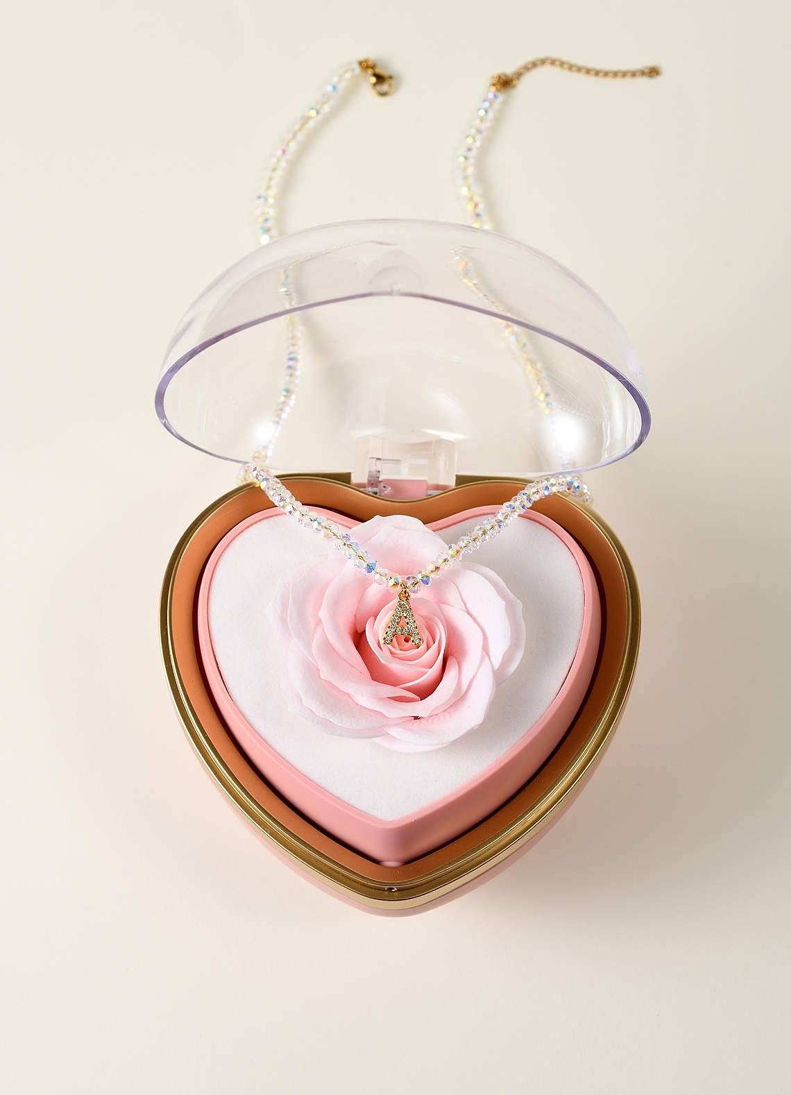 front Heart-Shaped Reversible Rose Jewelry Box
