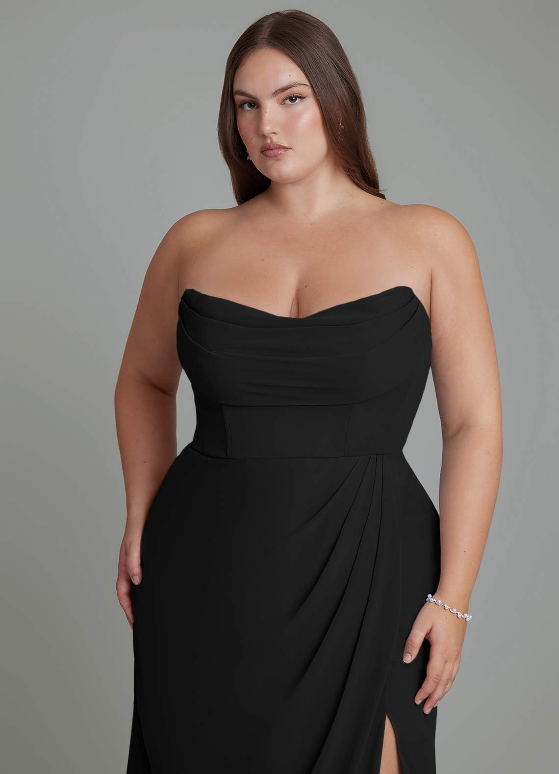 Azazie Johana Bridesmaid Dresses Black Mermaid Off the Shoulder Chiffon Convertible Dress image14