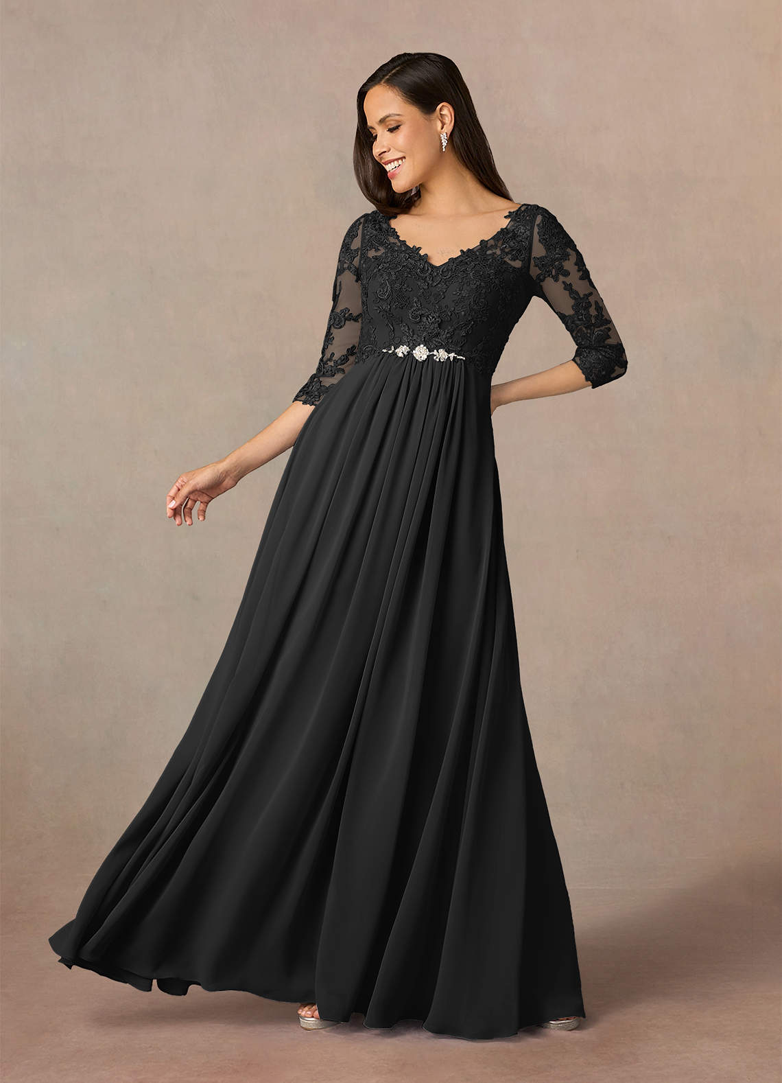 Black Lace Chiffon Formal Bridesmaid Dress Black Lace Chiffon Formal Bridesmaid Dress