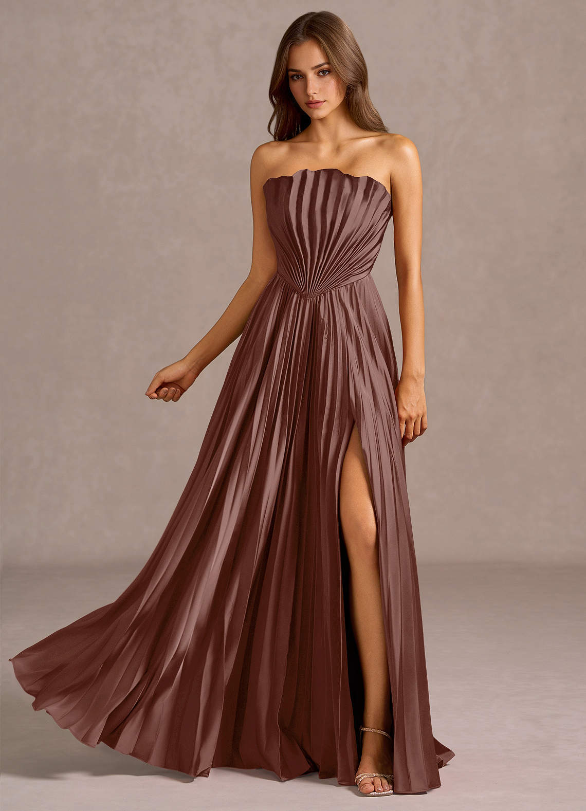 Azazie Plus Size Floor-Length Maxi Dresses A-Line Wedding Guest Formal Dresses Strapless Mocha Coco Azazie Plus Size Floor-Length Maxi Dresses A-Line Wedding Guest Formal Dresses Strapless Mocha Coco