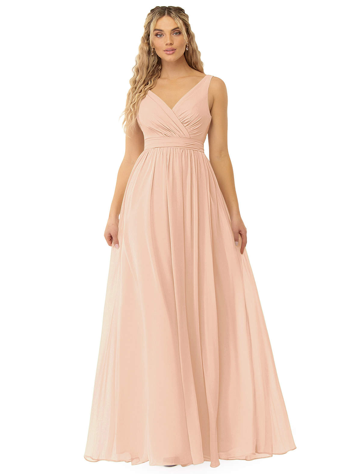 Azazie Kora Abiti da Damigella Abito A-Line in Chiffon Plissettato Rosa Inglese image1