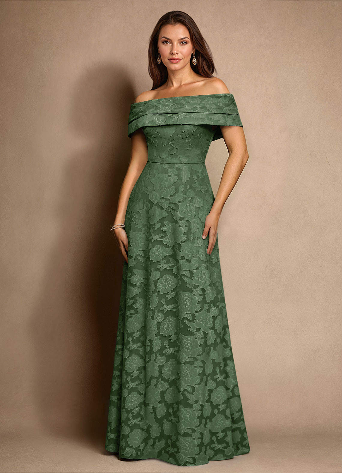 Azazie New Britain Mother of the Bride Dresses Eucalyptus A-Line Pleated Floral Burnout Dress image1