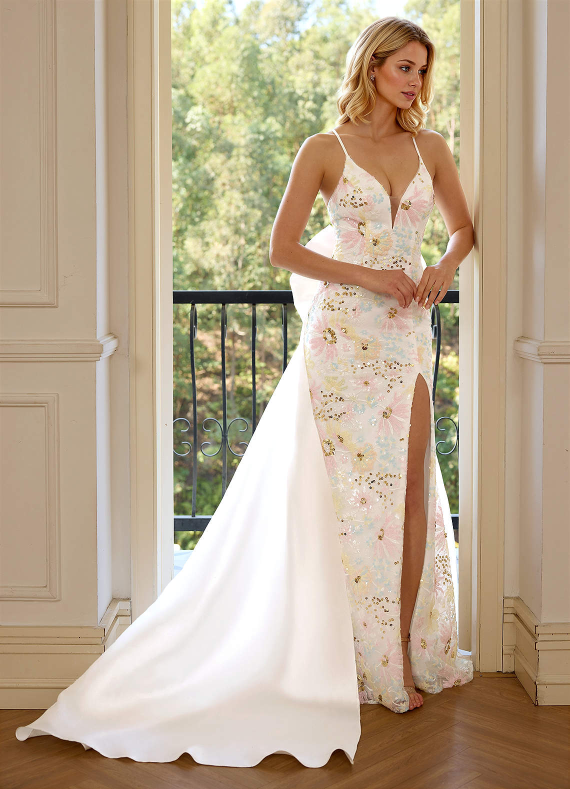 embroidered mermaid dress Cinderella Divine -CD713 Beaded Strapless Mermaid Dress