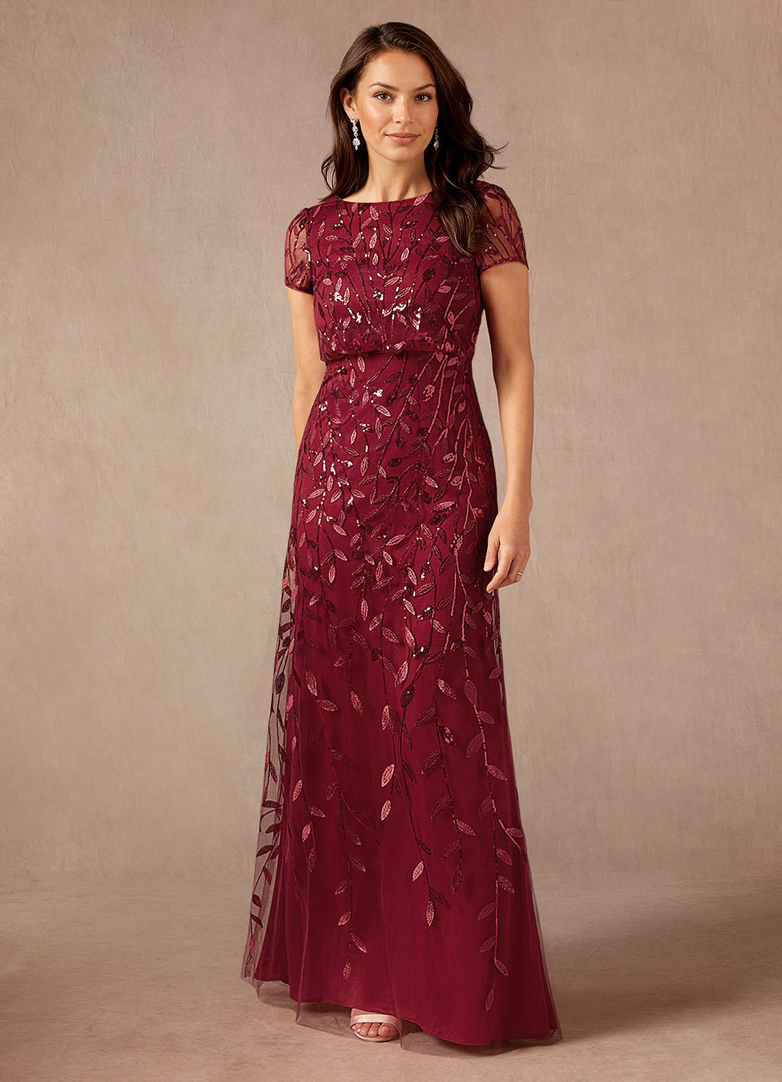 Azazie Lehi vestidos de madre de la novia Vestido de Cabernet de Lentejuelas de Corte En A image1