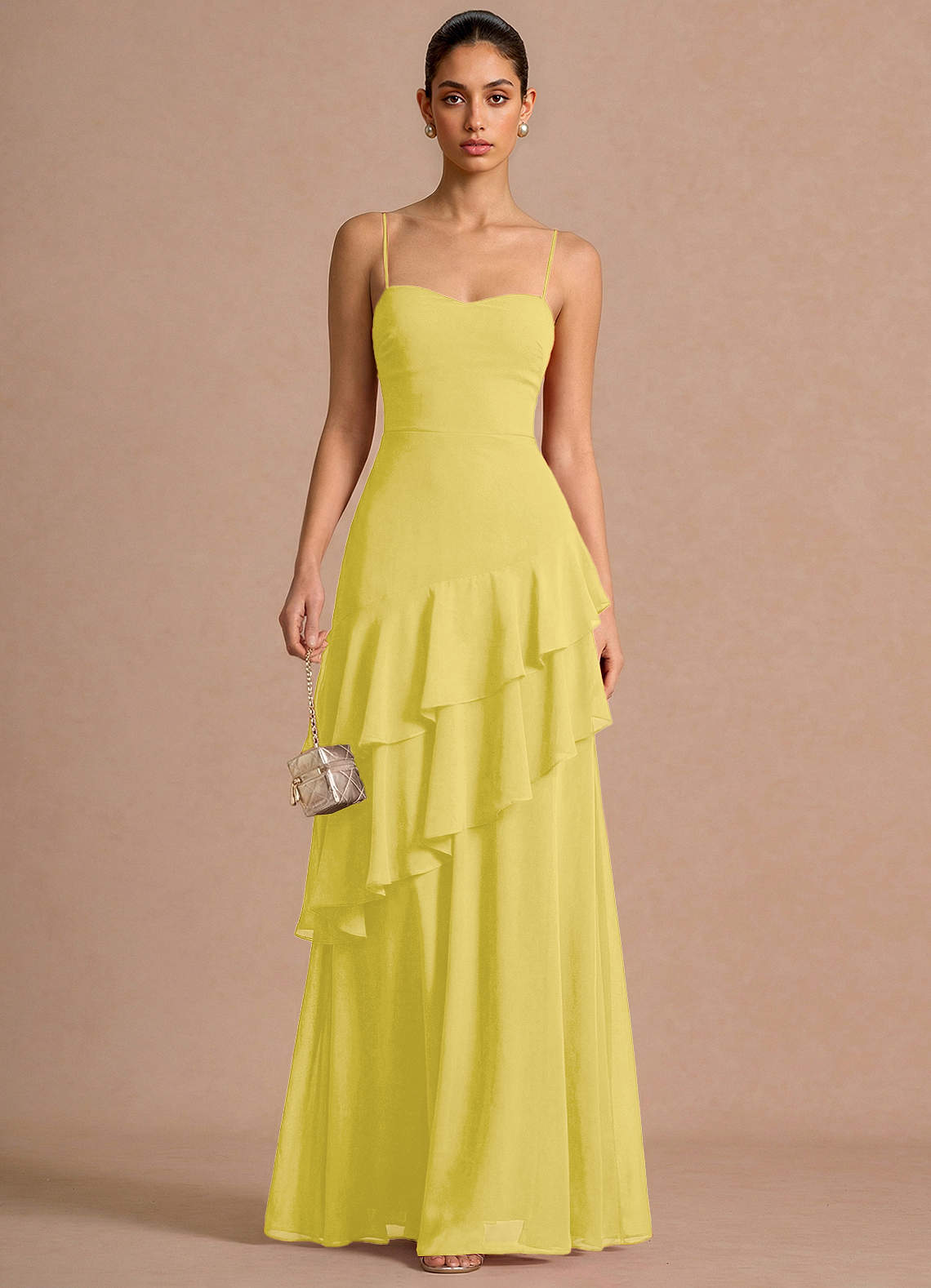 pastel yellow dress formal pastel yellow formal dress Pastel Yellow A-line Spaghetti Straps Side-slit Lace Prom Dresses, PD2 SposaBridal