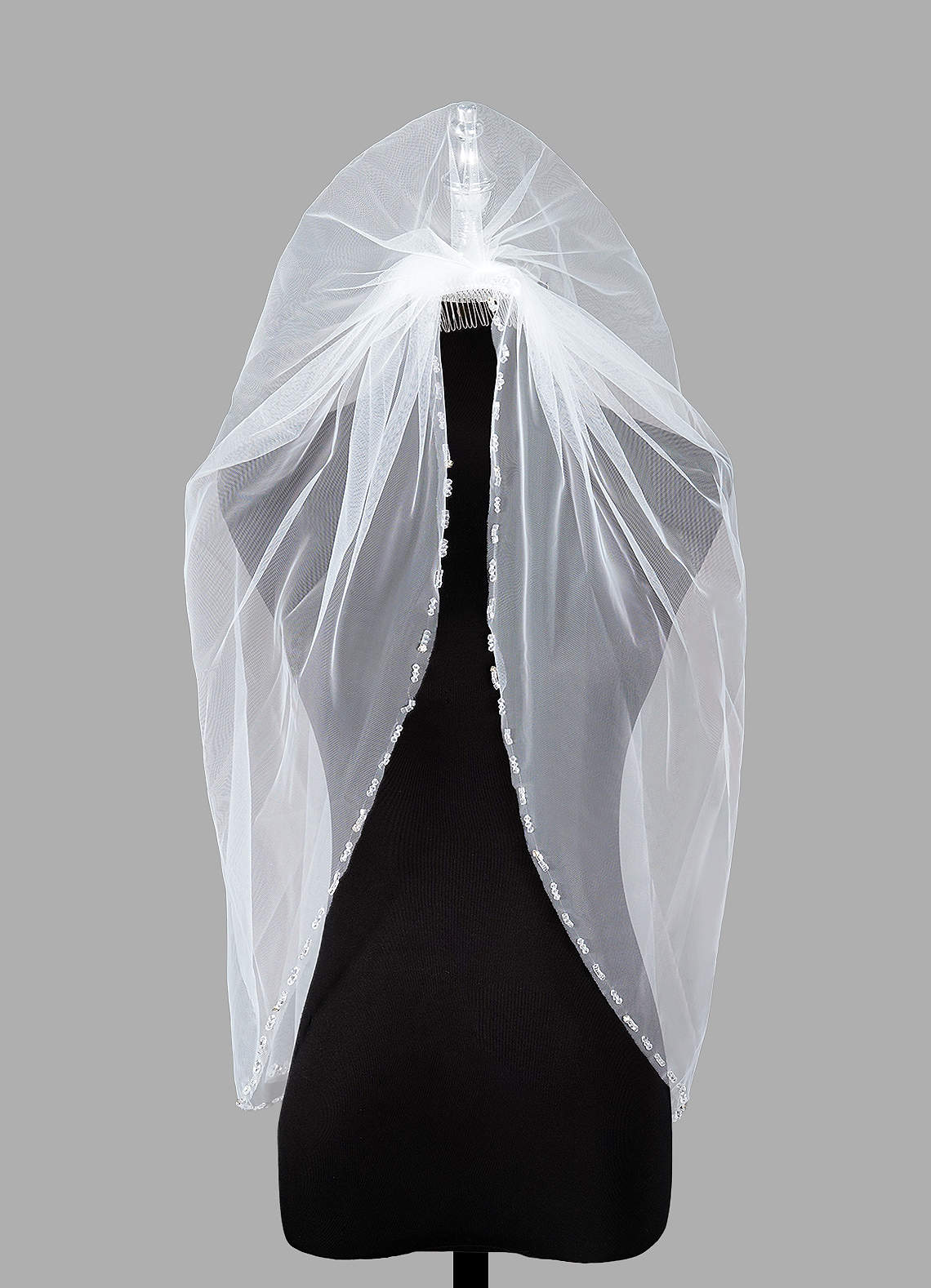 front Molly Beads Waist Length Veil