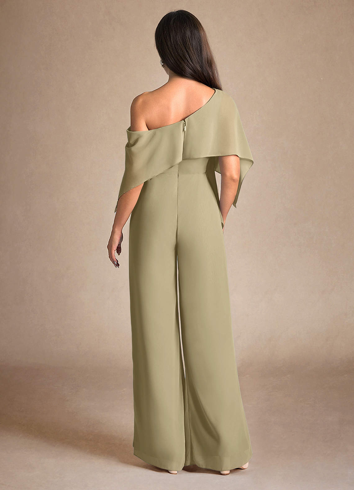 Azazie Halima vestidos de madre de la novia Vestido de Musgo Verde de Gasa de Mono/Traje de pantalón con Corte Lateral image2