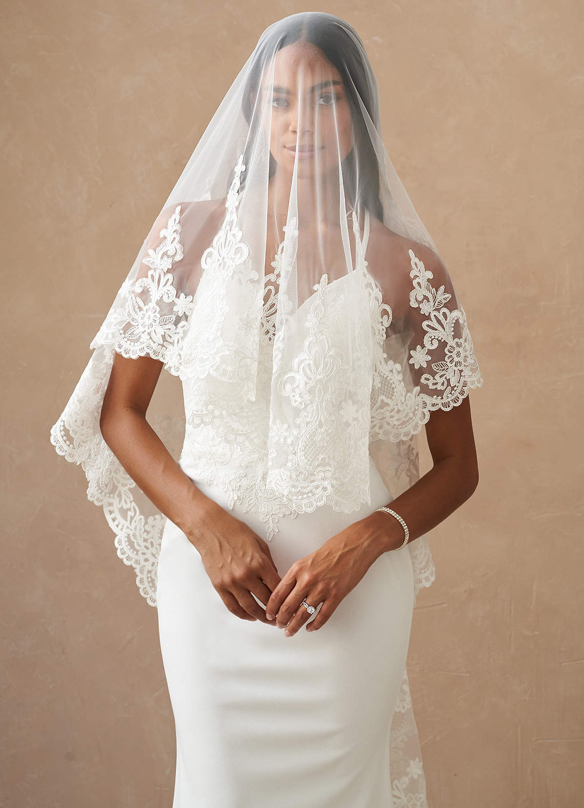 front Princess Lace Cathedral Veil With Blusher